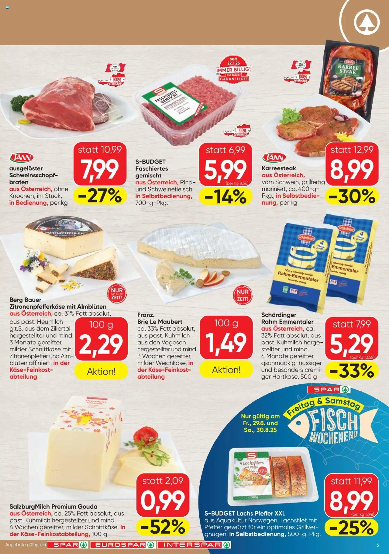Spar Flugblatt gültig ab 28.08.2025 | Seite: 5 | Produkte: Pfeffer, Fisch