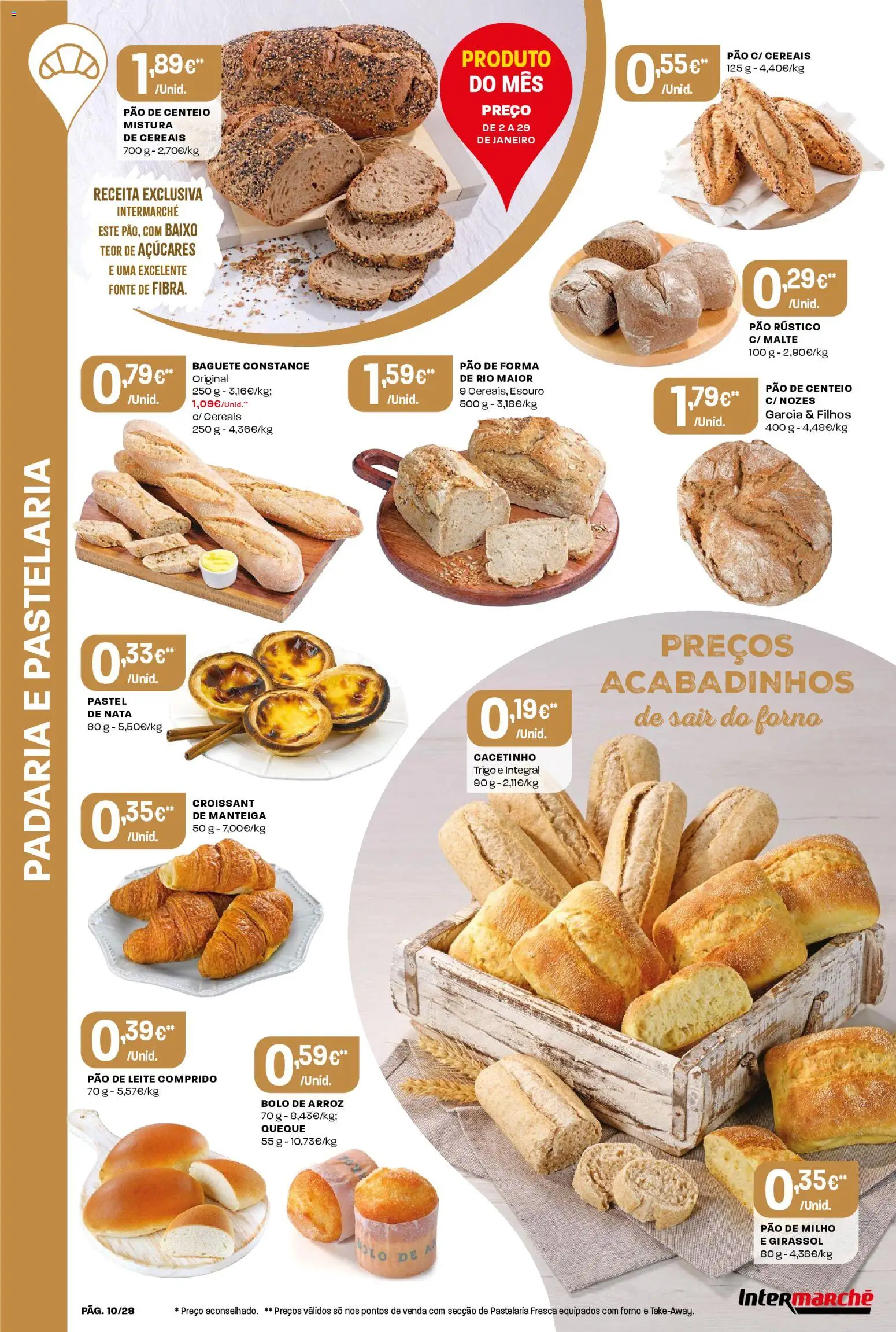 Intermarché Folheto Contact │ válido de 08.01.2026 | Página: 10 | Produtos: Bolo, Centeio, Leite, Cereais