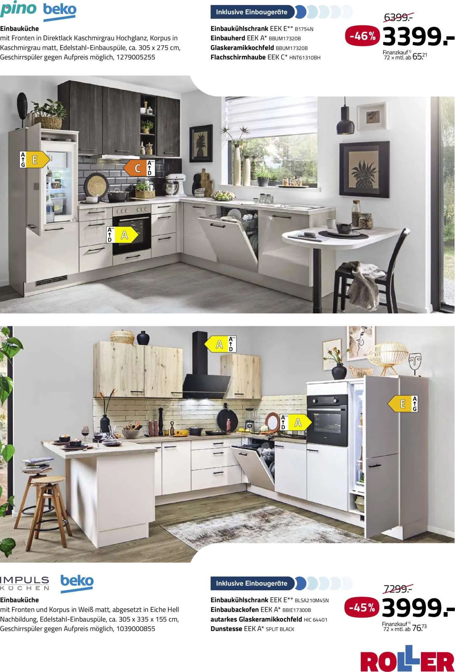 Roller Deine Küche 2026 – gültig ab 19.03.2026 | Seite: 15 | Produkte: Geschirrspüler, Einbauküche, Kuchen
