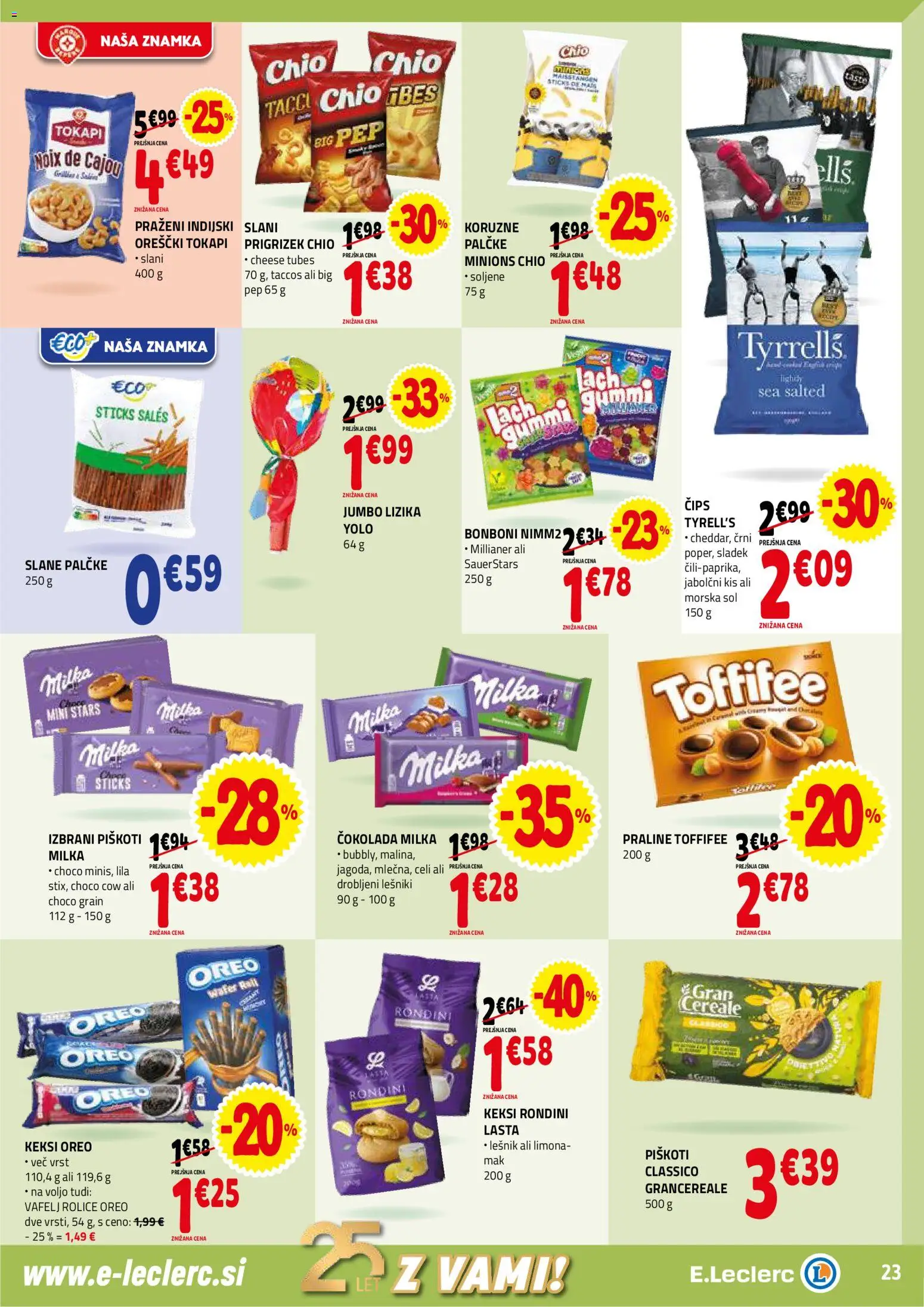 Novi E.leclerc katalog ponudbe – veljaven od 07.01.2026 | Stran: 23 | Izdelki: Keksi, Slane palčke, Jabolčni kis, Cokolada