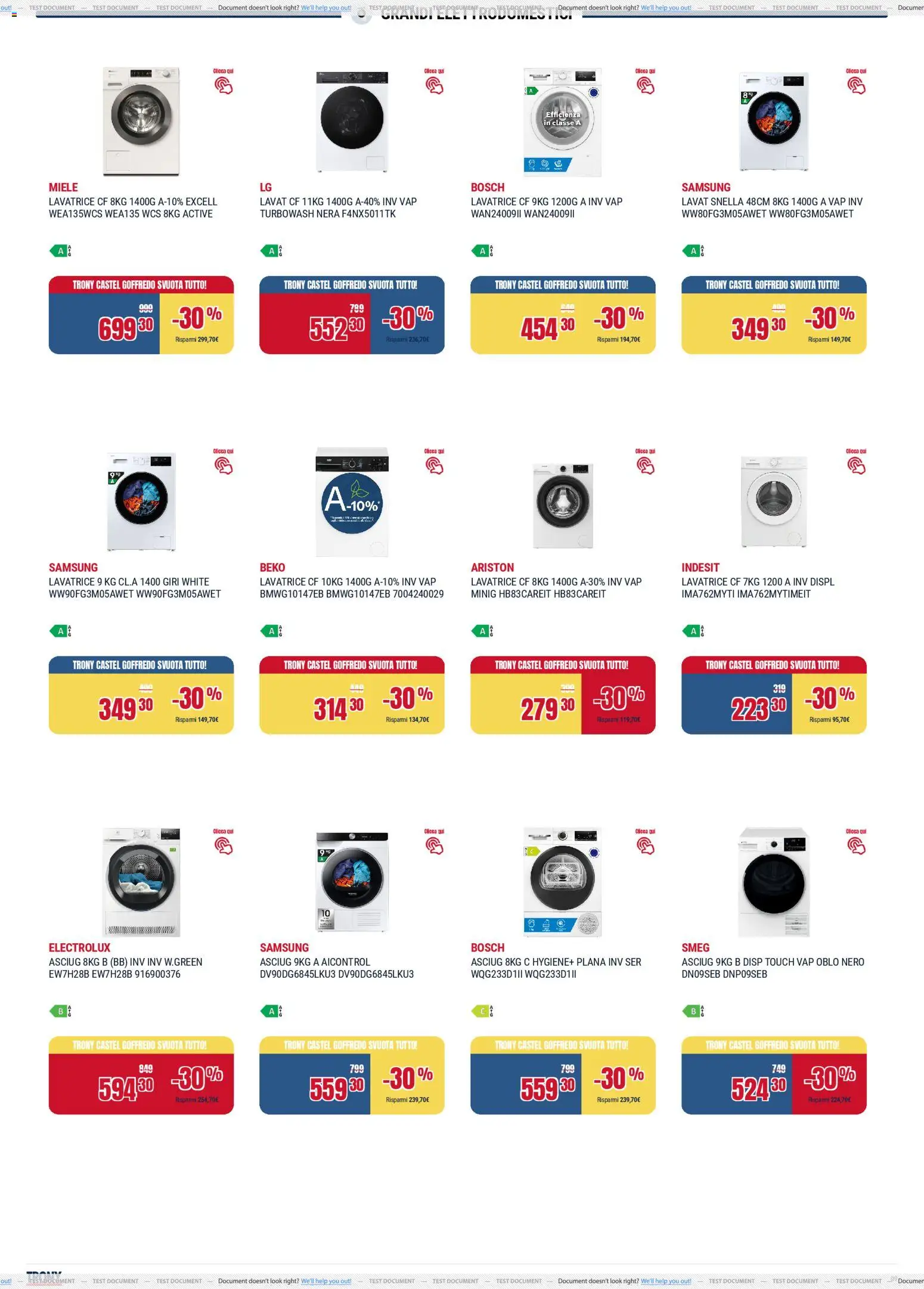 Volantino Trony del 17.04.2026 | Pagina: 9 | Prodotti: Lavatrice, Miele, Samsung
