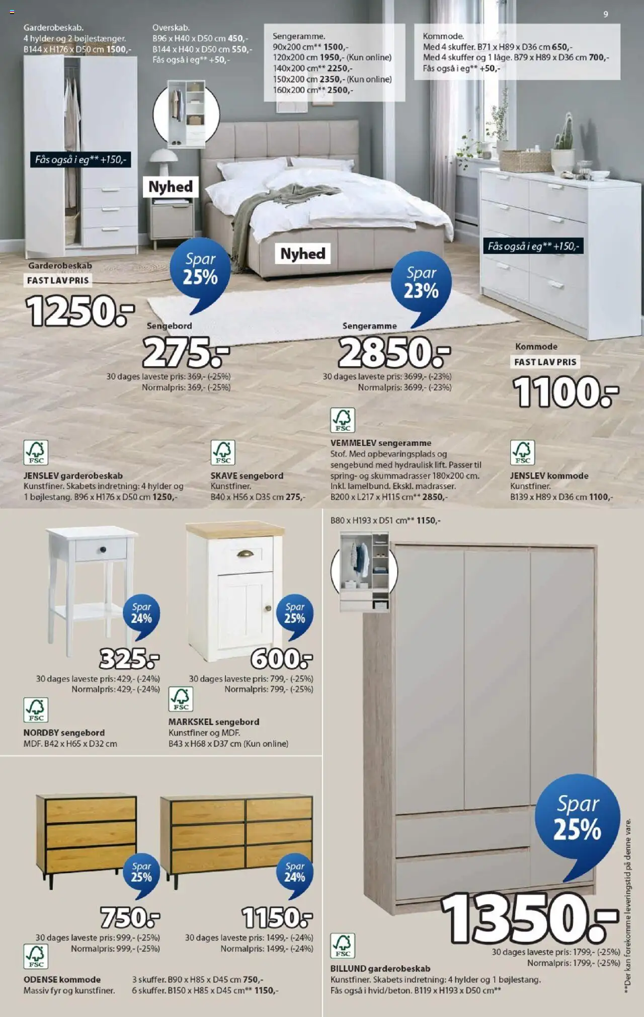 JYSK Tilbudsavis gyldig fra 15.08.2025 | Side: 9 | Produkter: Sengebund, Kommode, Sengebord
