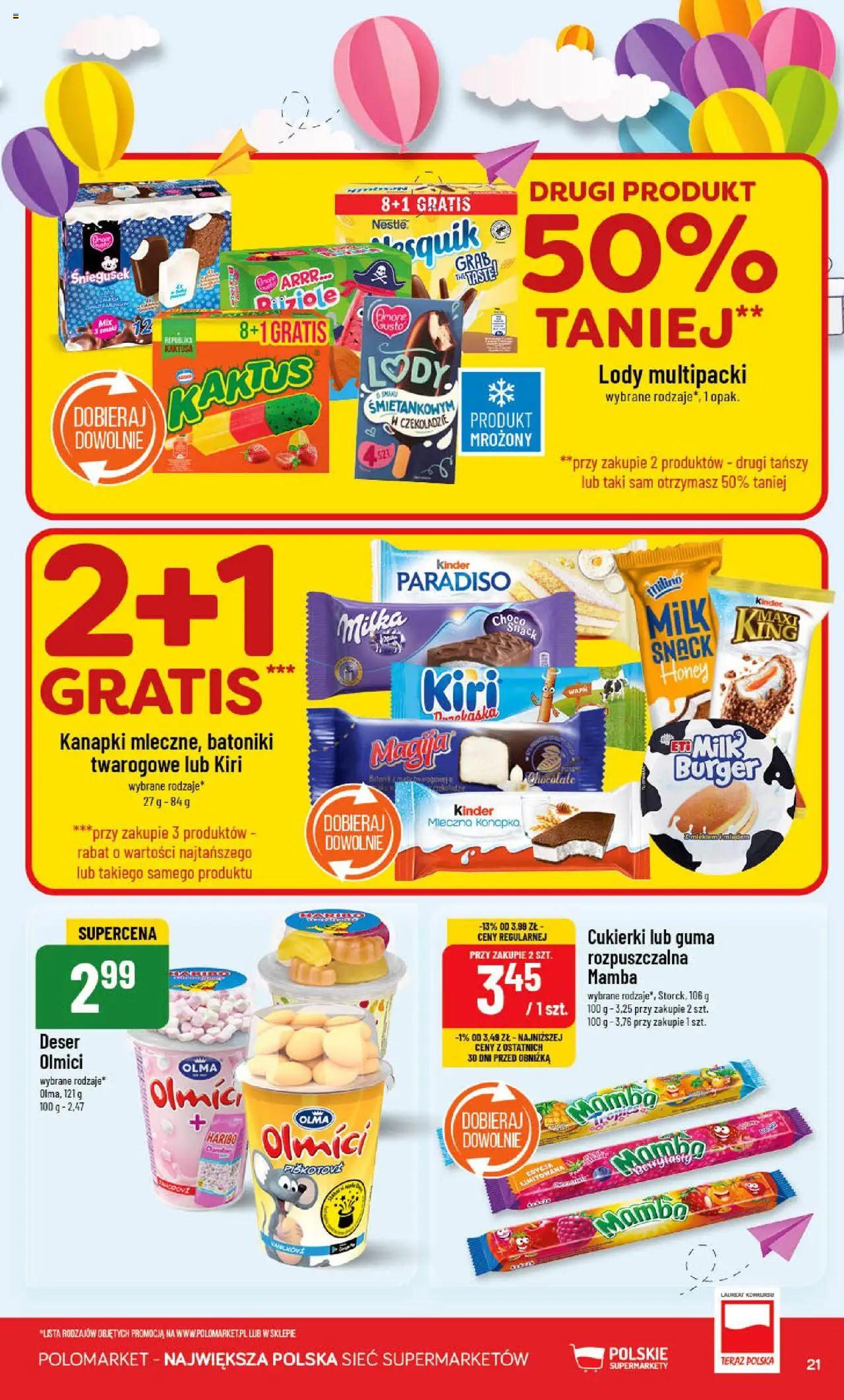POLOmarket Gazetka od 28.05.2025 | Strona: 21 | Produkty: Milka, Cukierki, Lody Kaktus, Lody