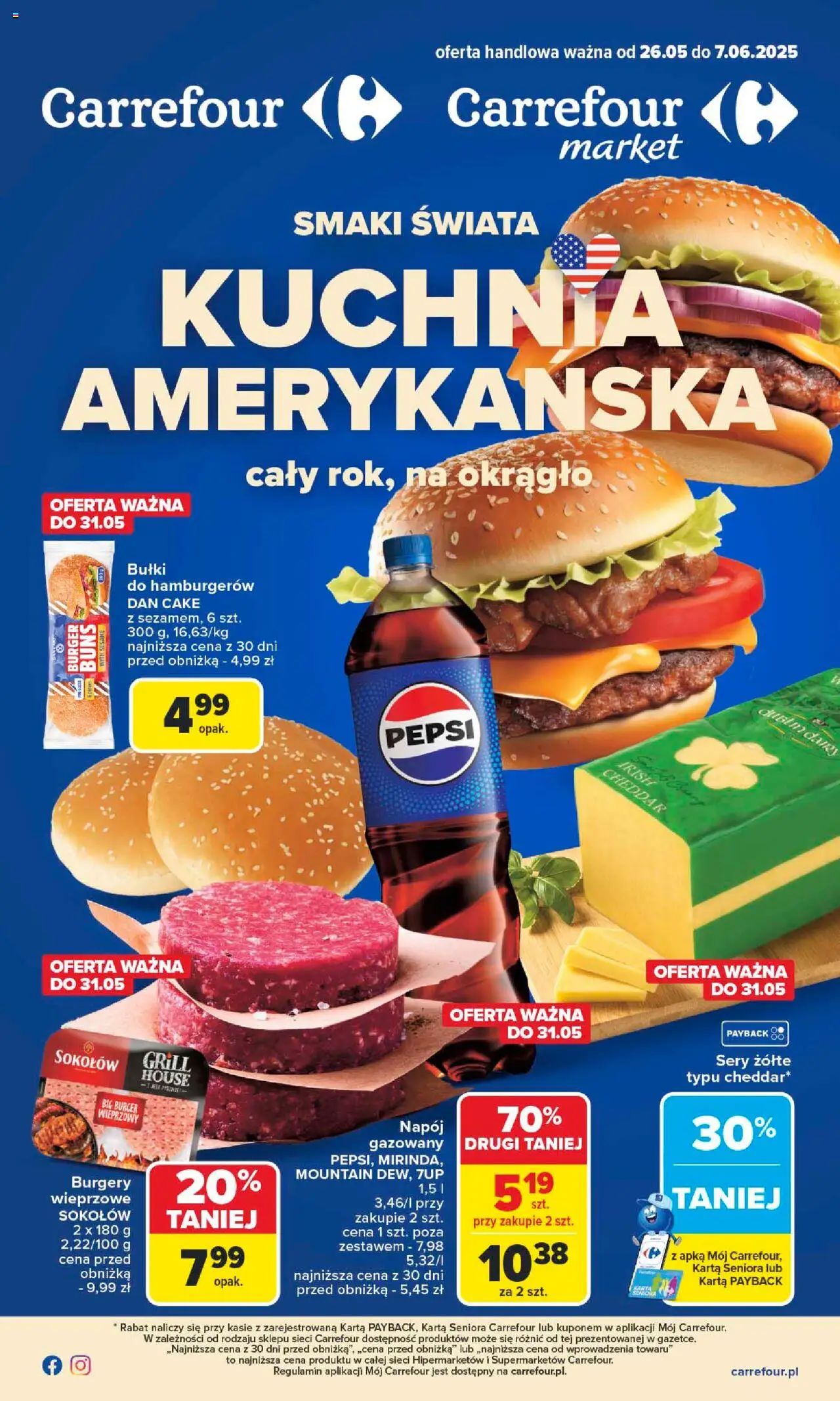 Carrefour Gazetka - Kuchnia amerykańska od 26.05.2025 | Strona: 1 | Produkty: Karta, Grill, Sery, Cheddar