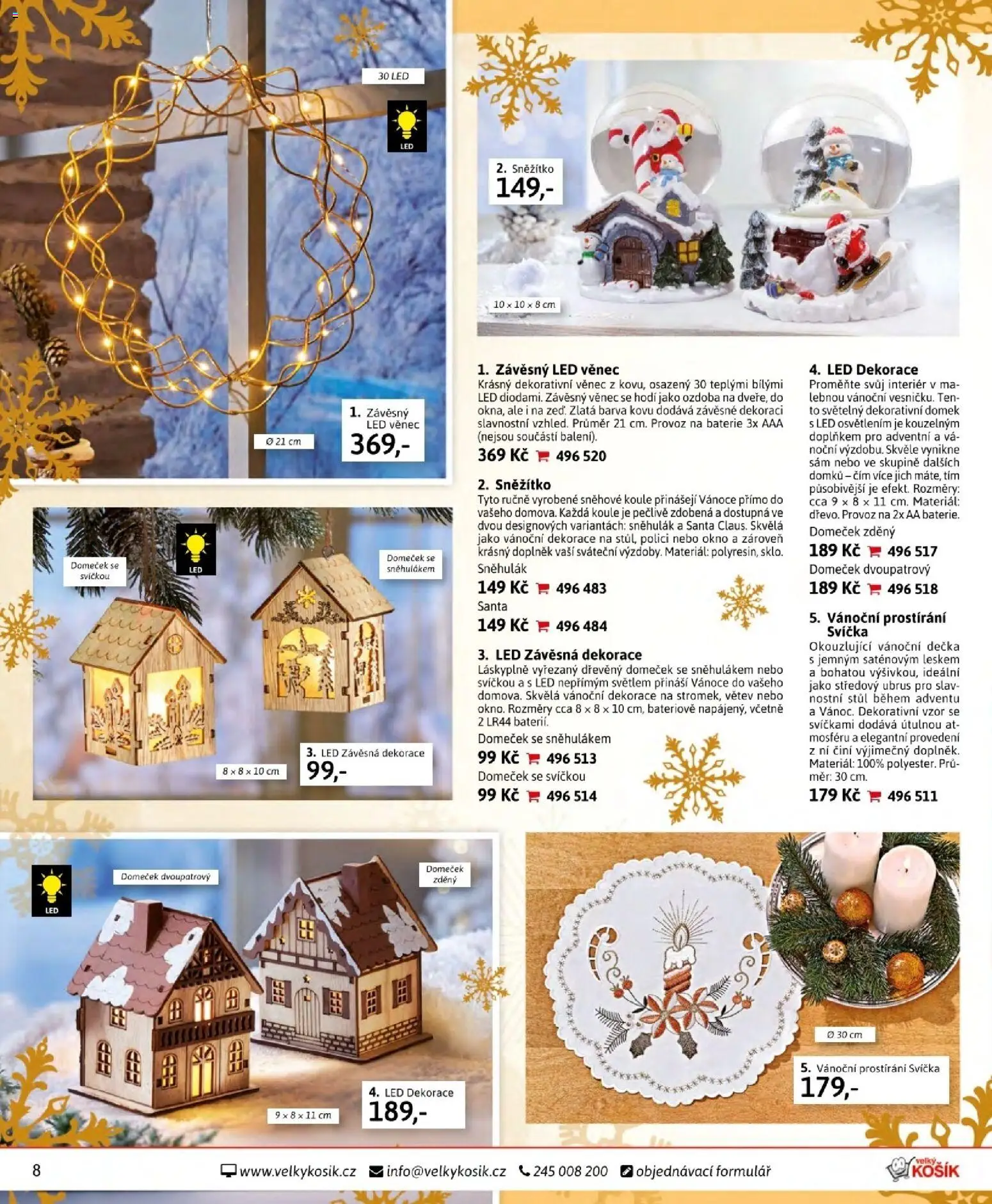 Velký Košík katalog listopad 2025 od 01.11.2025 | Strana: 8 | Produkty: Svíčka, Baterie, Vánoční dekorace, Dekorace