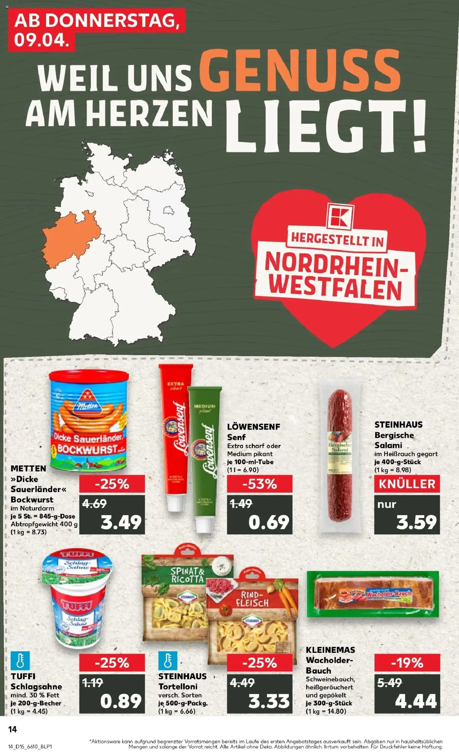 Kaufland Prospekt Rees	 – gültig ab 07.04.2026 | Seite: 26 | Produkte: Bockwurst, Schlagsahne, Salami, Fleisch