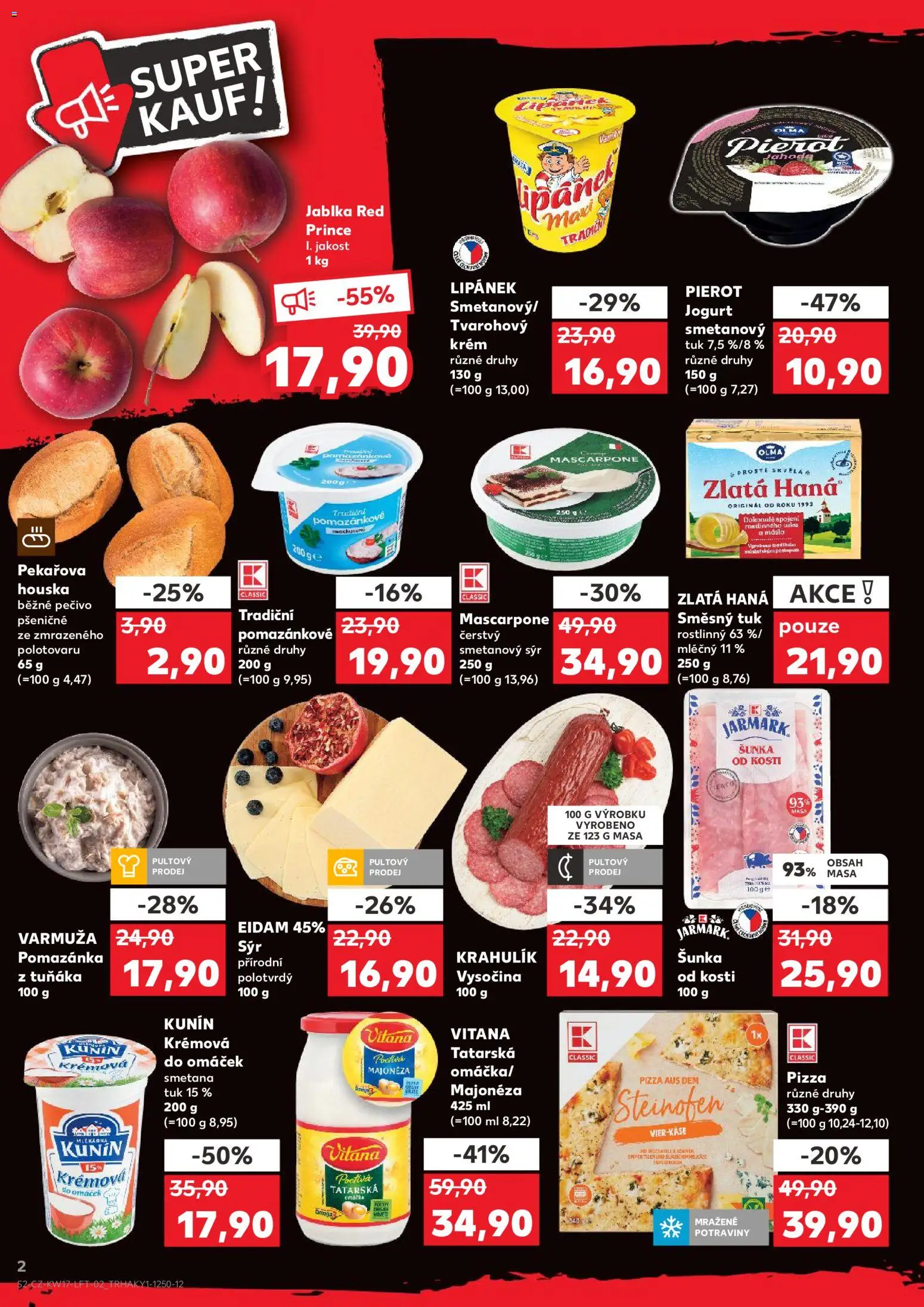 Kaufland leták - Brno od 22.04.2026 | Strana: 2 | Produkty: Sýr, Apple, Zlatá Hana, Pomazánka