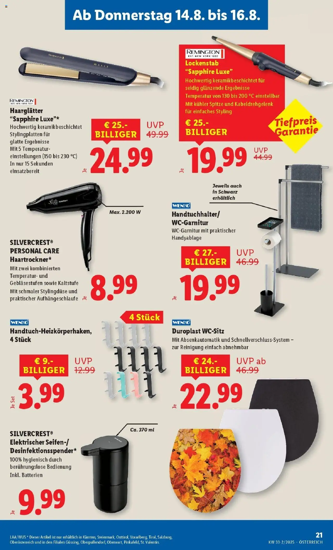 Lidl Flugblatt - Salzburg, Jenbach, Dornbirn gültig ab 14.08.2025 | Seite: 23 | Produkte: Lockenstab, Haarglätter