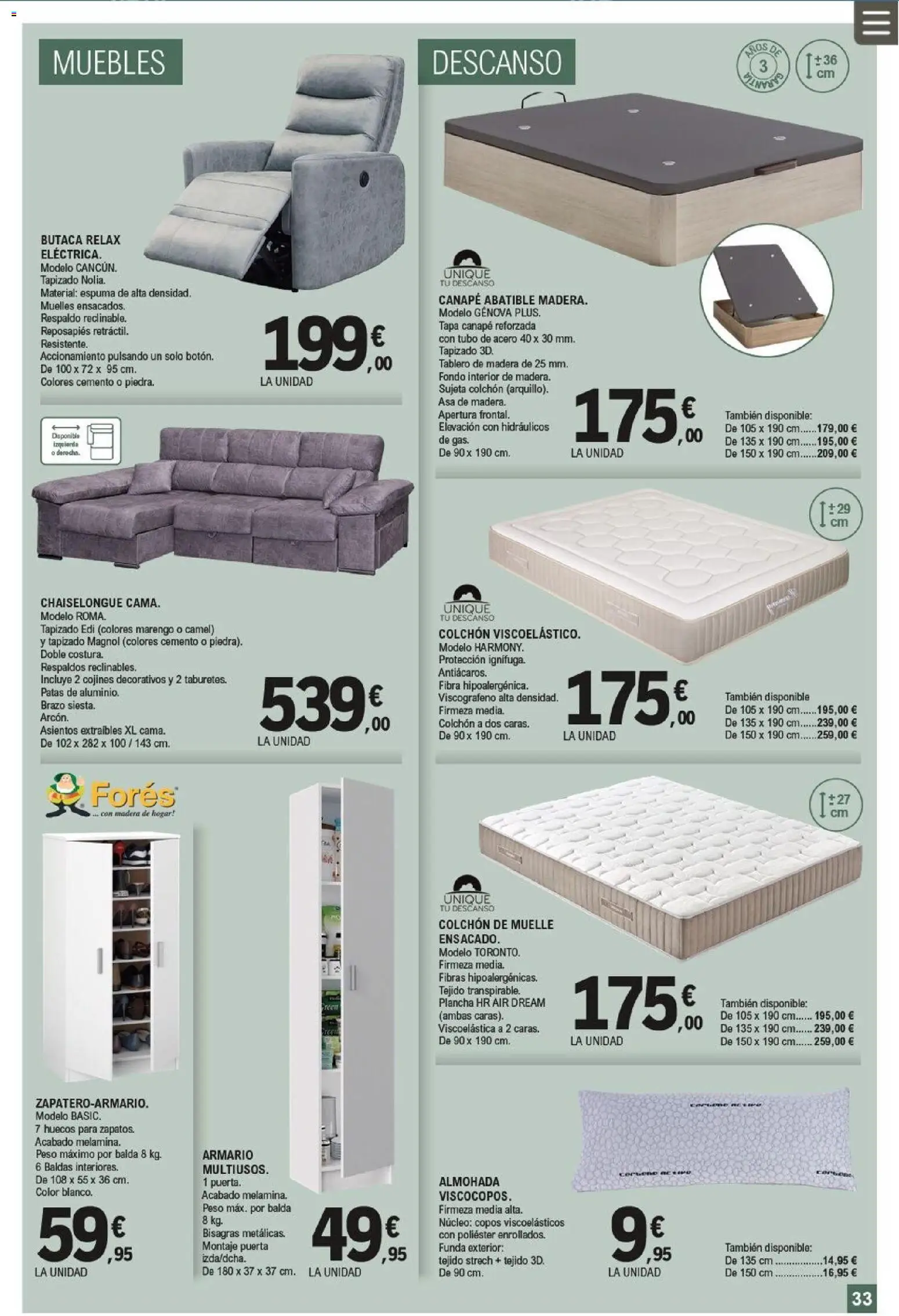 E.Leclerc folleto │ válido desde el 04.02.2026 | Página: 33 | Productos: Reposapiés, Colchon, Funda, Plancha