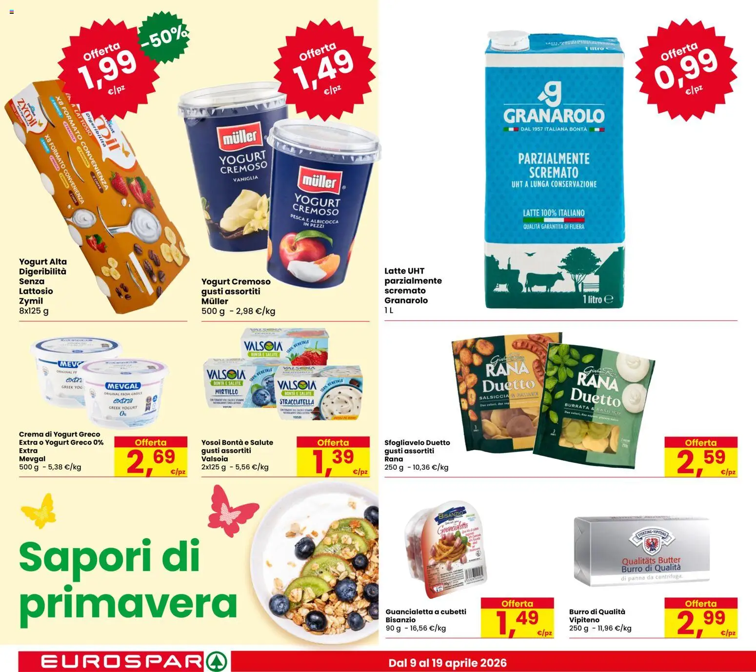 Volantino Despar del 09.04.2026 | Pagina: 8 | Prodotti: Panna, Salsiccia, Pesca, Burrata
