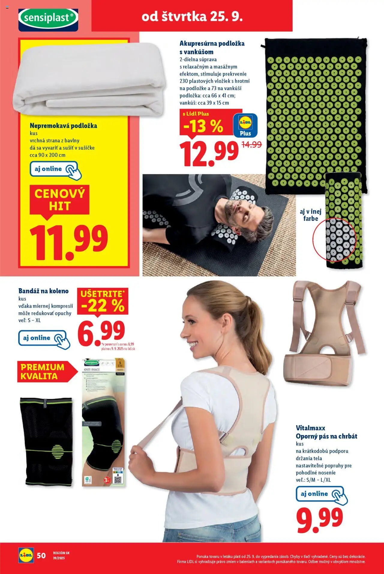 Nové Lidl akcie – leták je platný od 22.09.2025 | Strana: 92 | Produkty: Pás, Vankúš