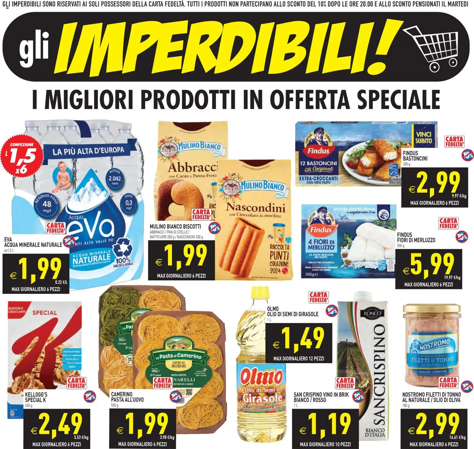 Volantino PIM Supermercati del 07.04.2026 | Pagina: 2 | Prodotti: Olio, Tonno, Acqua minerale, Olio di Oliva