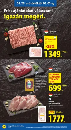 Húsfarm Friss csirkemellfilé, Változó kiszerelésben kapható /kg - amely érvényes a következő dátumtól: 26.02.2026 | Oldal: 8