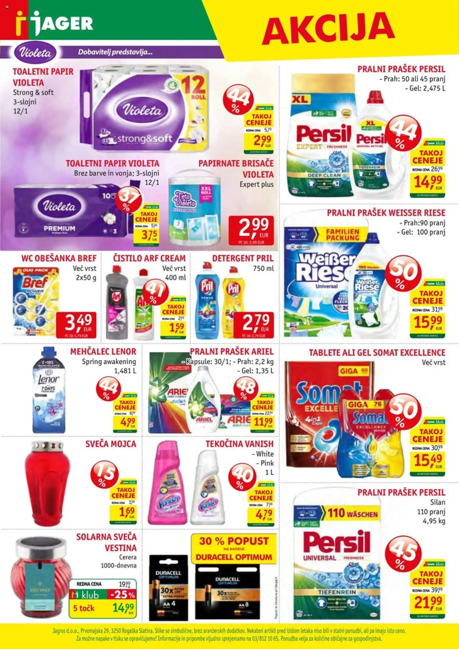 Novi Jager katalog ponudbe – veljaven od 01.04.2026 | Stran: 15 | Izdelki: Pralni prašek, Toaletni papir, Sveča, Papirnate brisače