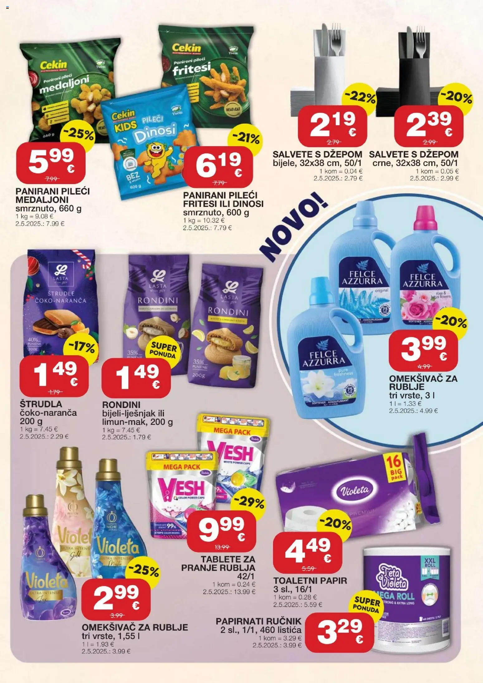 Stanić Diskont katalog | vrijedi od 05.03.2026 | Stranica: 11 | Proizvodi: Pileći medaljoni, Salvete, Toaletni papir, Violeta
