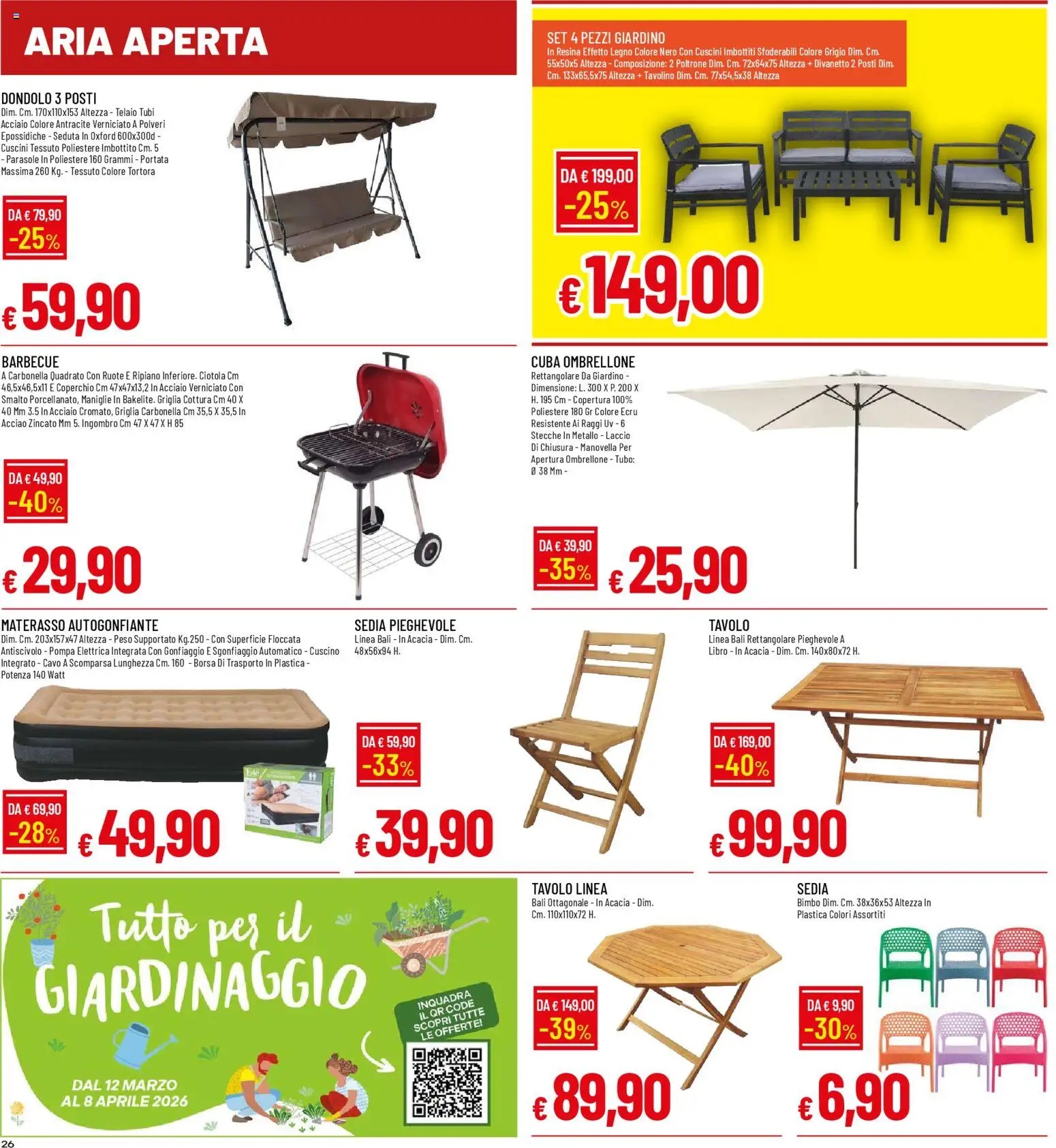 Volantino Famila del 12.03.2026 | Pagina: 26 | Prodotti: Ombrellone, Dondolo, Tubo, Cavo
