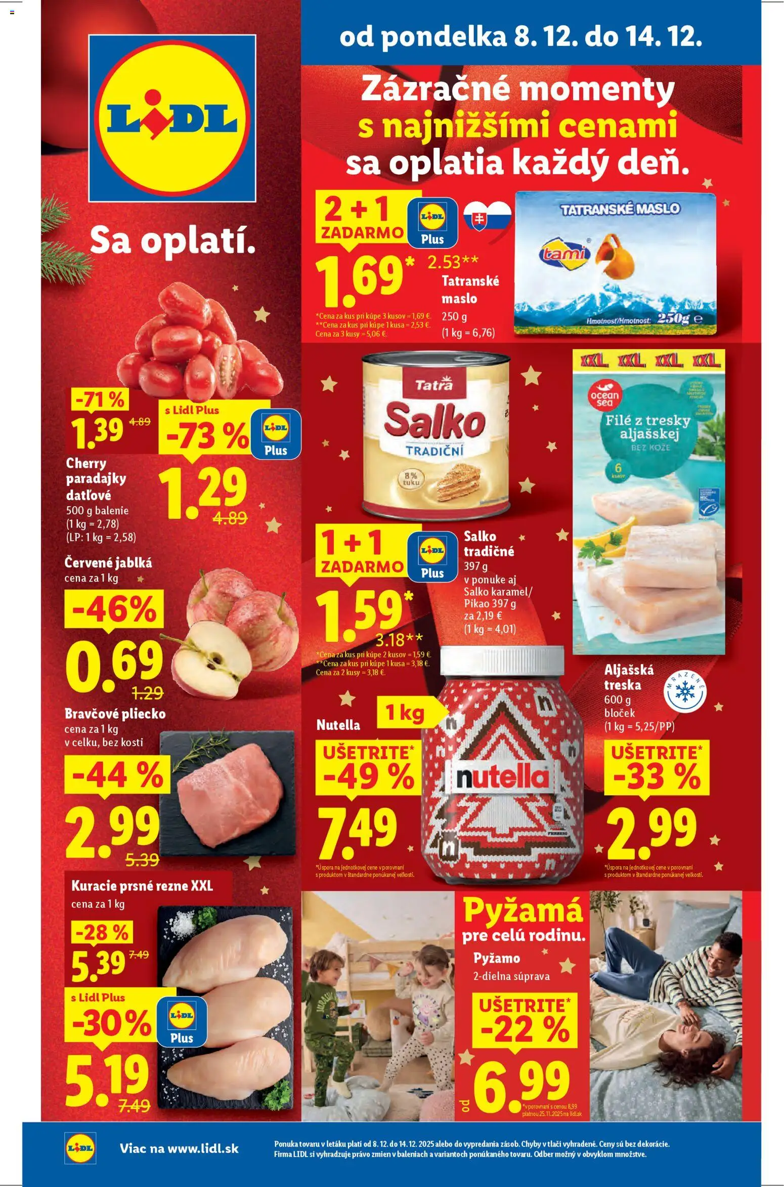 Nové Lidl akcie – leták je platný od 11.12.2025 | Strana: 39 | Produkty: Maslo, Jablká, Paradajky, Treska