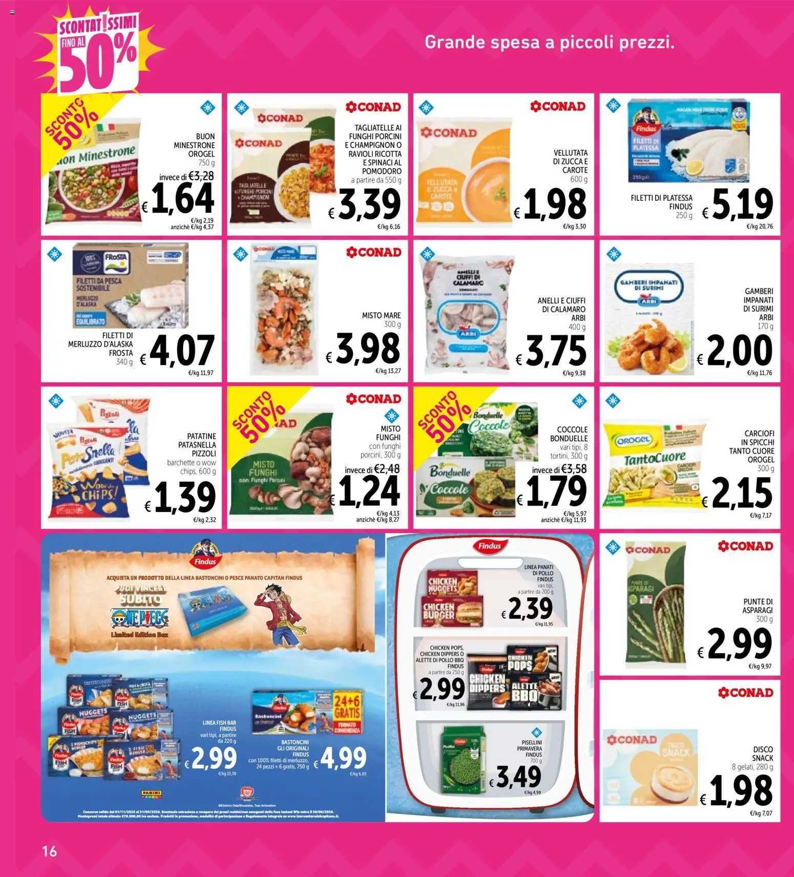 Volantino Spazio Conad del 13.03.2026 | Pagina: 16 | Prodotti: Pesce, Merluzzo, Carote, Funghi