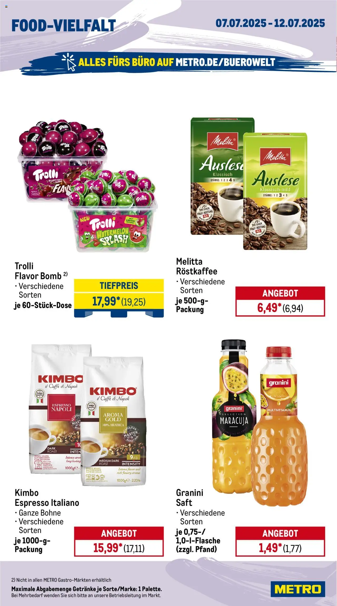 Metro Prospekt 	 - gültig ab dem 07.07.2025 | Seite: 12 | Produkte: Melitta, Granini, Saft