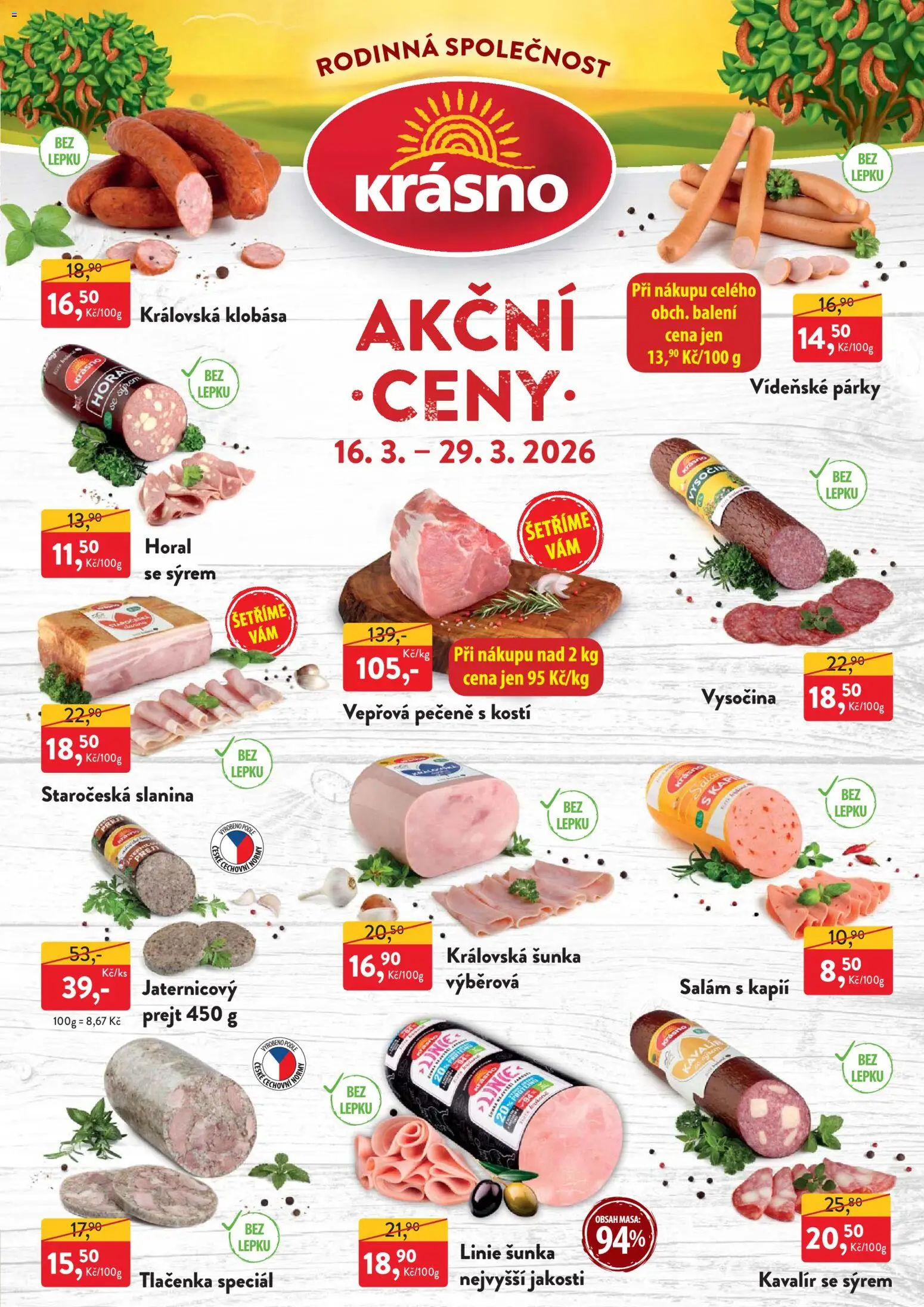 MP Krásno leták od 16.03.2026 | Strana: 1 | Produkty: Salám, Párky, Klobása, Vysočina