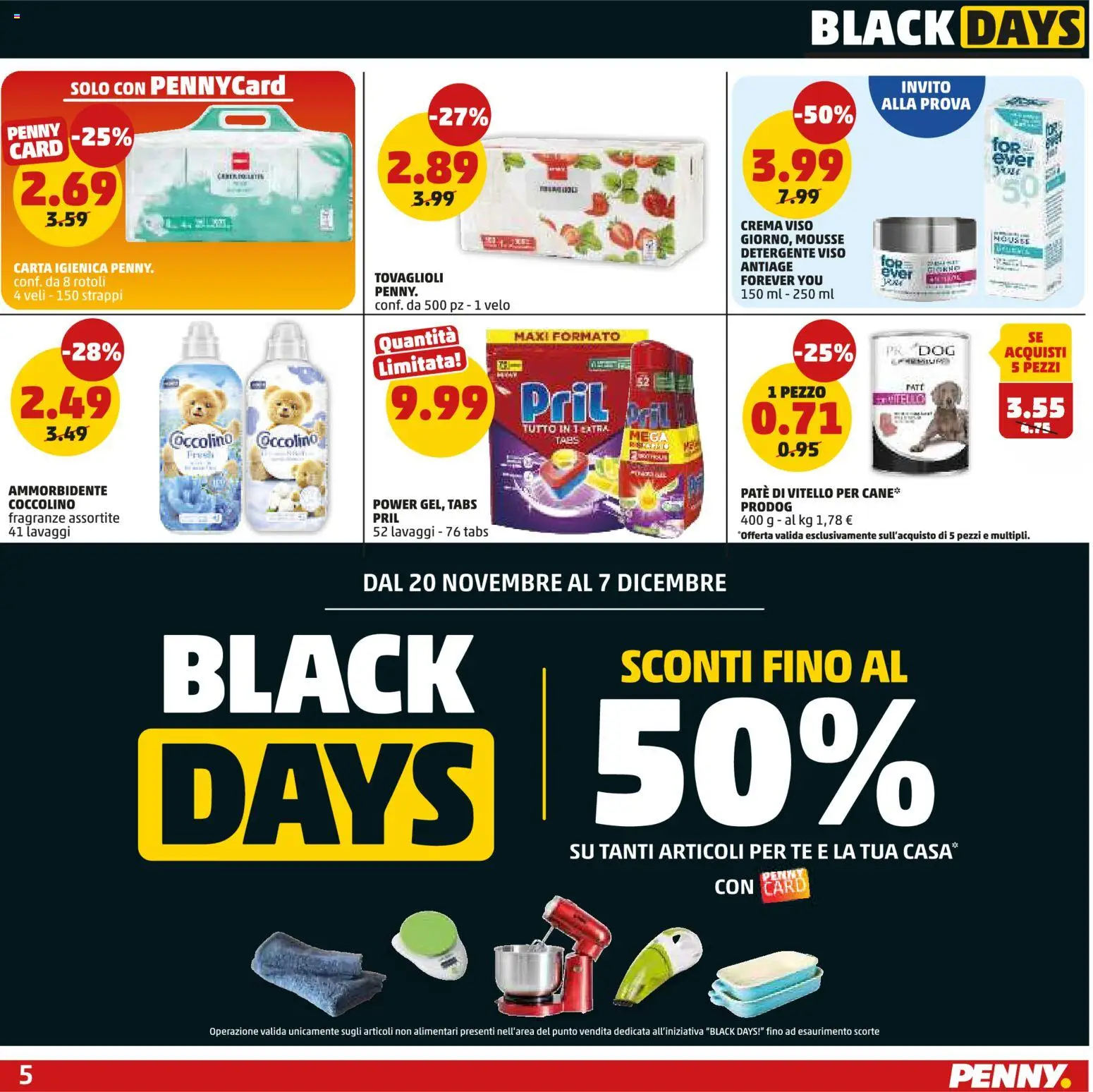 Volantino PENNY del 20.11.2025 | Pagina: 5 | Prodotti: Paté, Ammorbidente, Detergente, Vitello