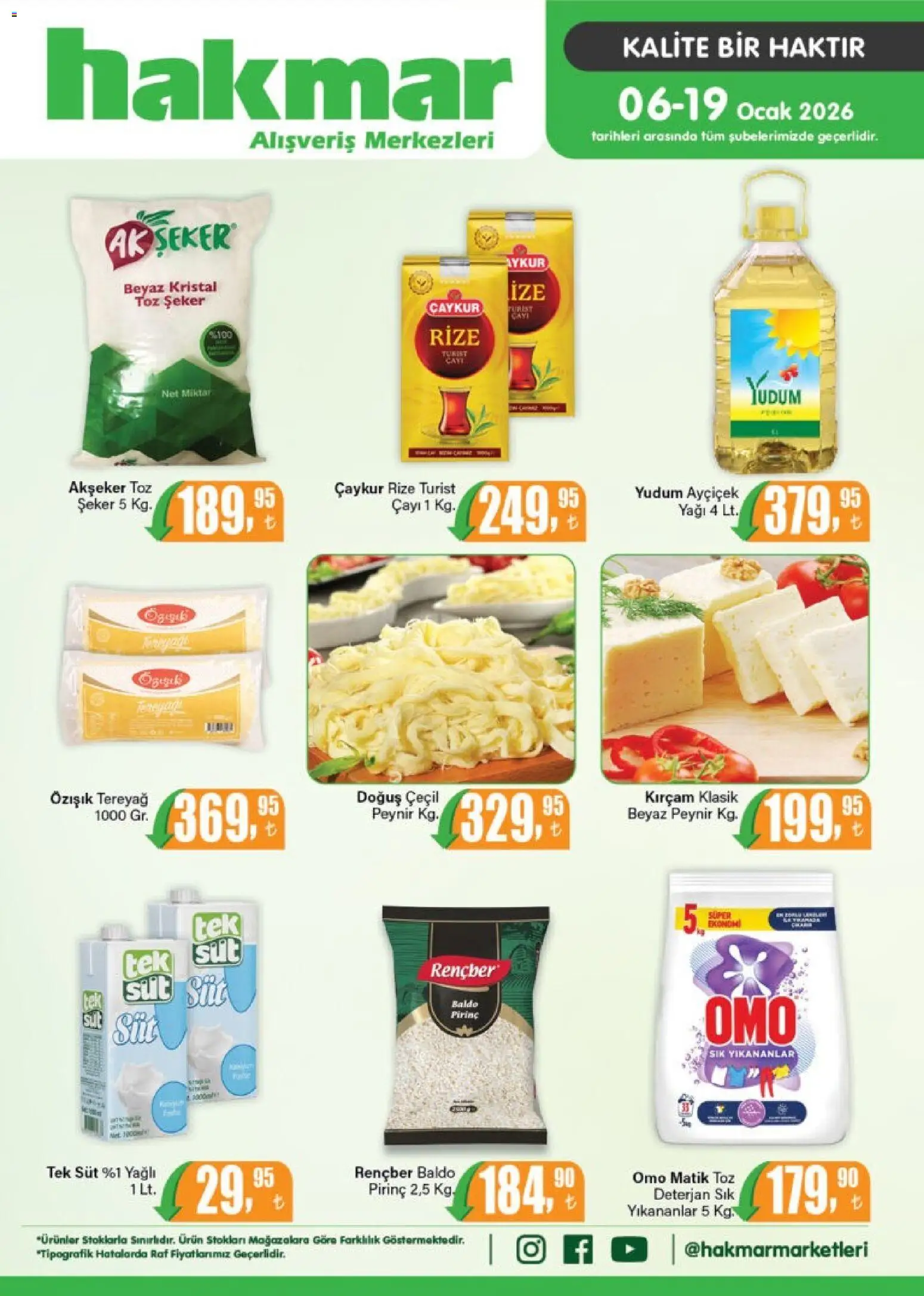 Hakmar Katalog - 06.01.2026 tarihinden itibaren geçerlidir | Sayfa: 1 | Ürünler: Peynir, Deterjan, Pirinç, Şeker