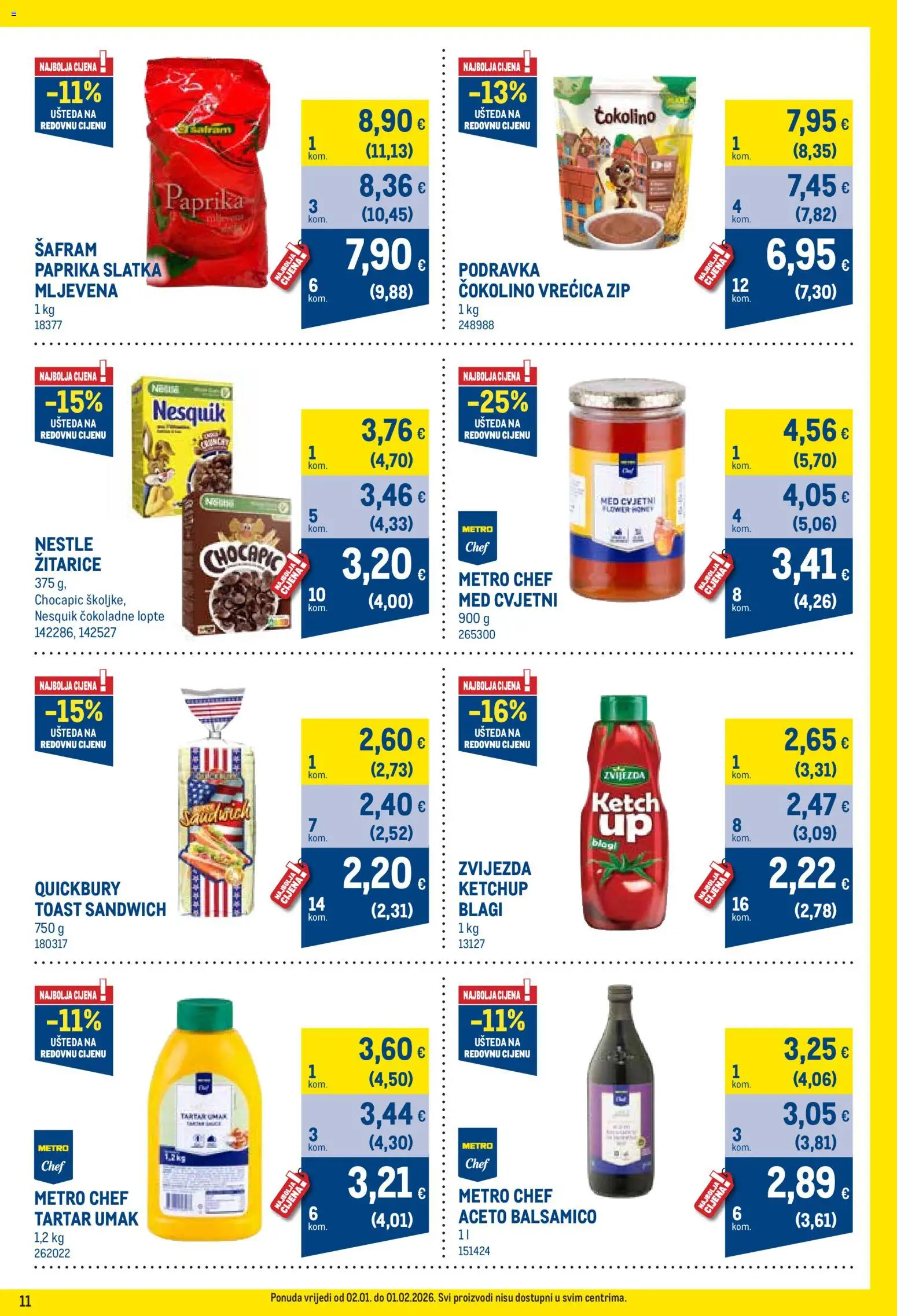 Metro katalog | vrijedi od 02.01.2026 | Stranica: 11 | Proizvodi: Med, Podravka, Umak, Čokolino