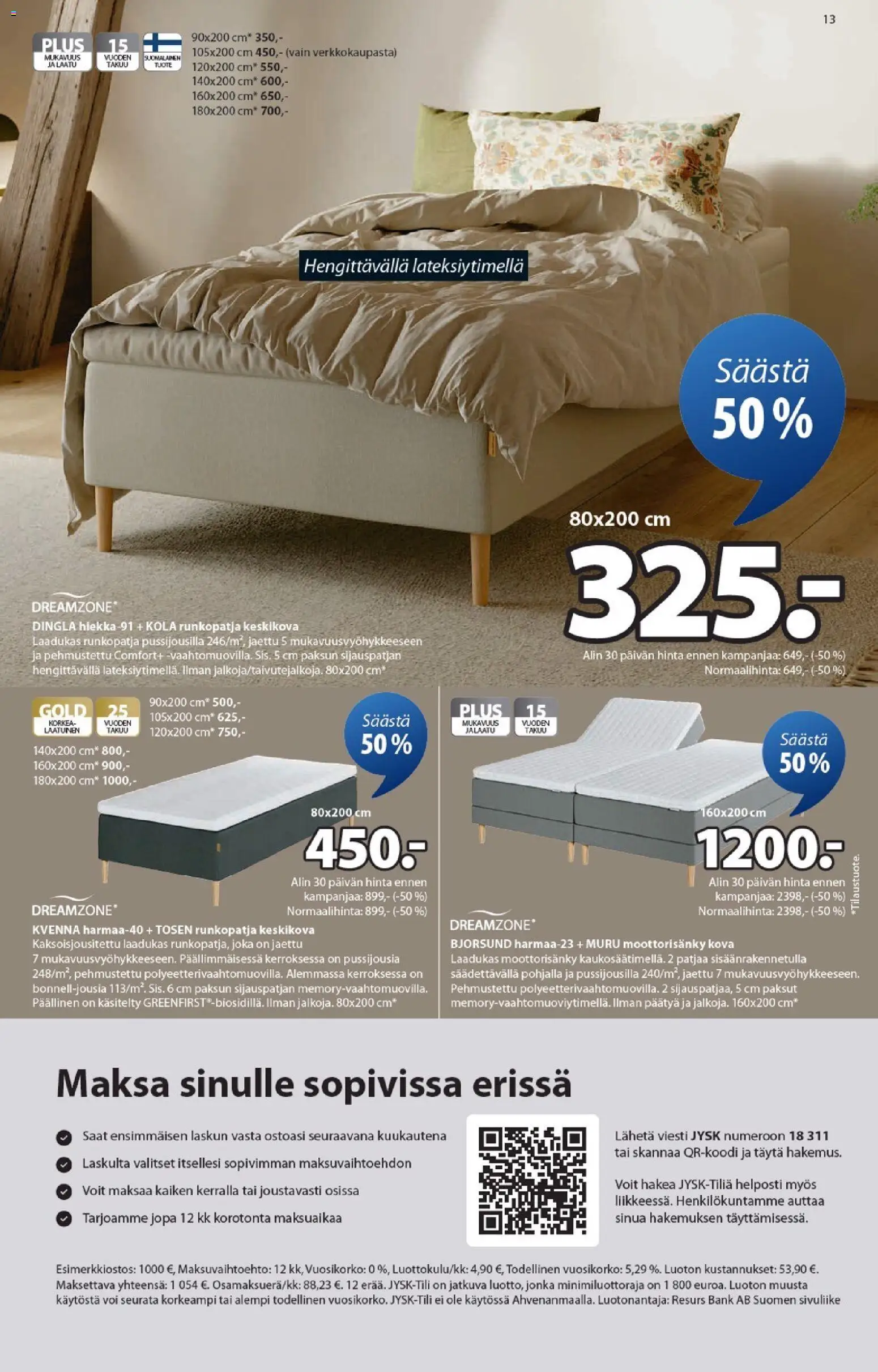 JYSK - Tarjoukset – voimassa 05.03.2026 alkaen | Sivu: 13 | Tuotteet: Runkopatja, Moottorisänky, Voi