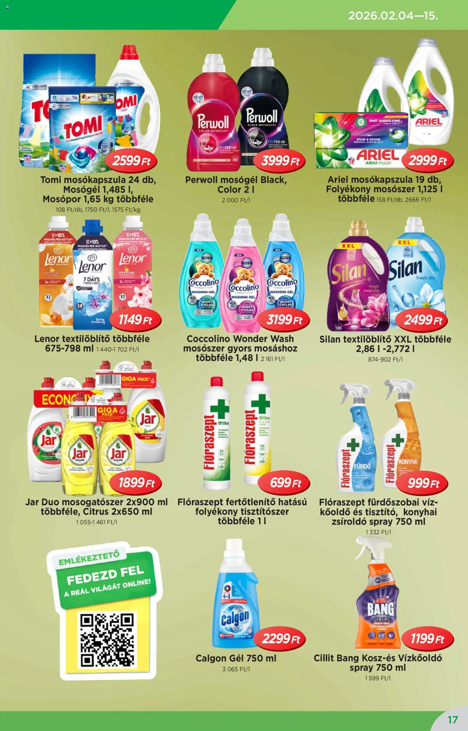 Reál akciós ujság - amely érvényes a következő dátumtól: 04.02.2026 | Oldal: 17 | Termékek: Ariel, Coccolino, Mosógél, Mosogatószer