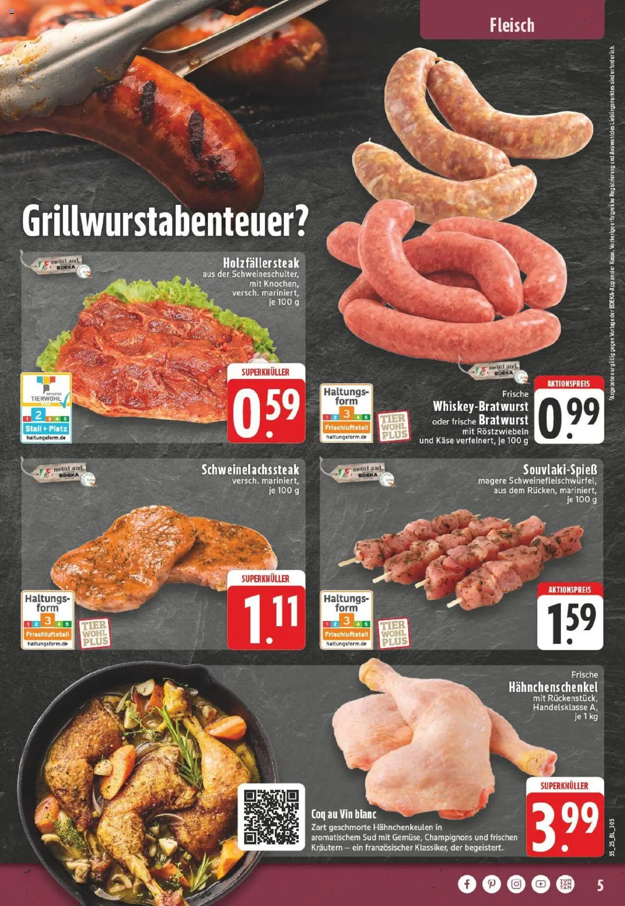 Edeka prospekt Adenau / Eifel	 - gültig ab dem 24.08.2025 | Seite: 5 | Produkte: Bratwurst, Champignons, Steak, Fleisch