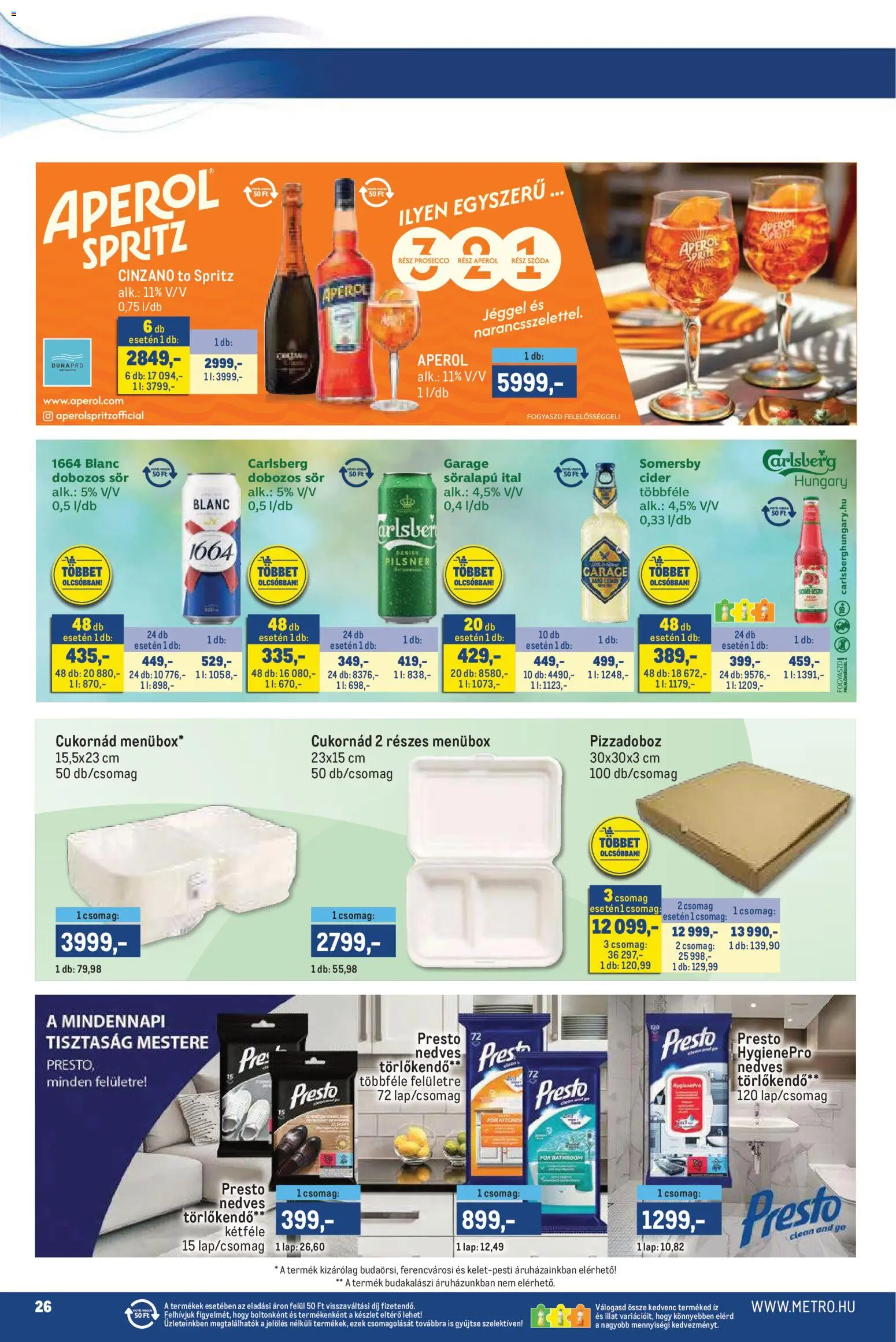 Metro akciós ujság - amely érvényes a következő dátumtól: 02.05.2026 | Oldal: 26 | Termékek: Törlőkendő, Cider, Nedves törlőkendő, Sör