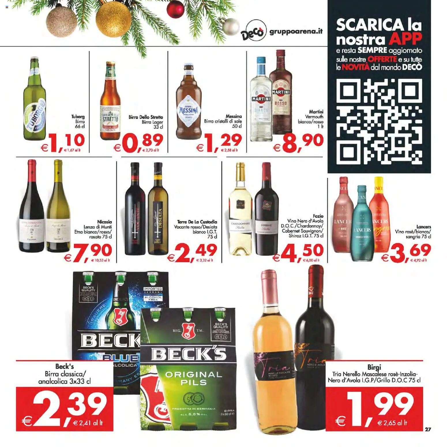 Volantino Decò del 05.12.2025 | Pagina: 27 | Prodotti: Birra, Sale, Vino
