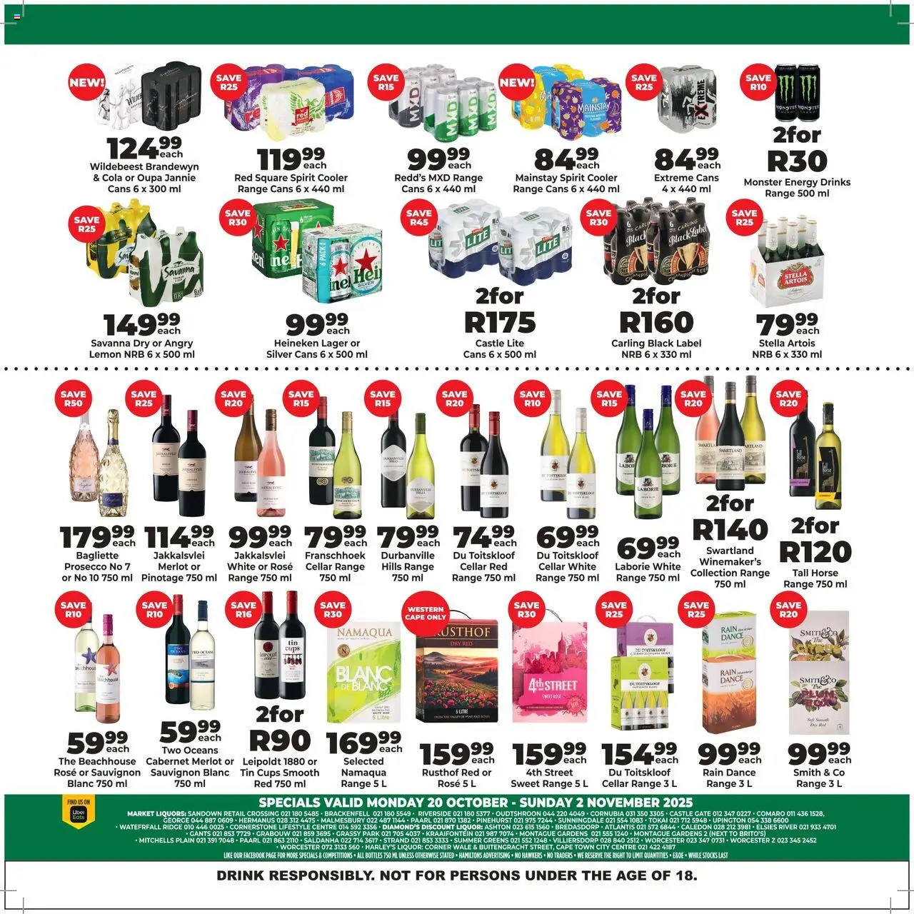 New Diamond Discount Liquors catalogue – valid from 20.10.2025 | Page: 2 | Products: Cooler, Gate, Lemon, Peach