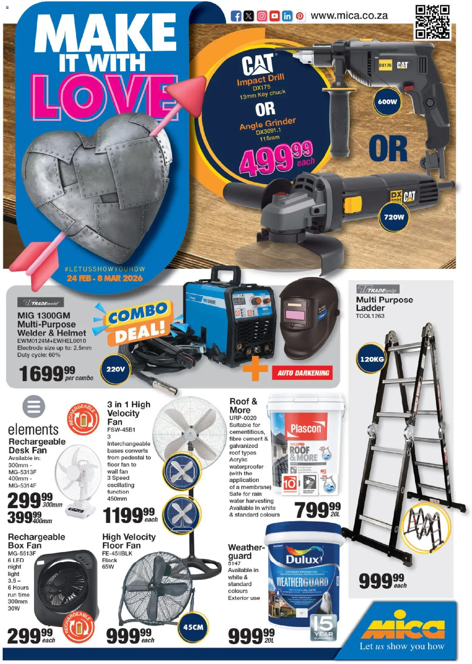 New MICA catalogue – valid from 24.02.2026 | Page: 1 | Products: Drill, Box, Floor fan, Angle grinder