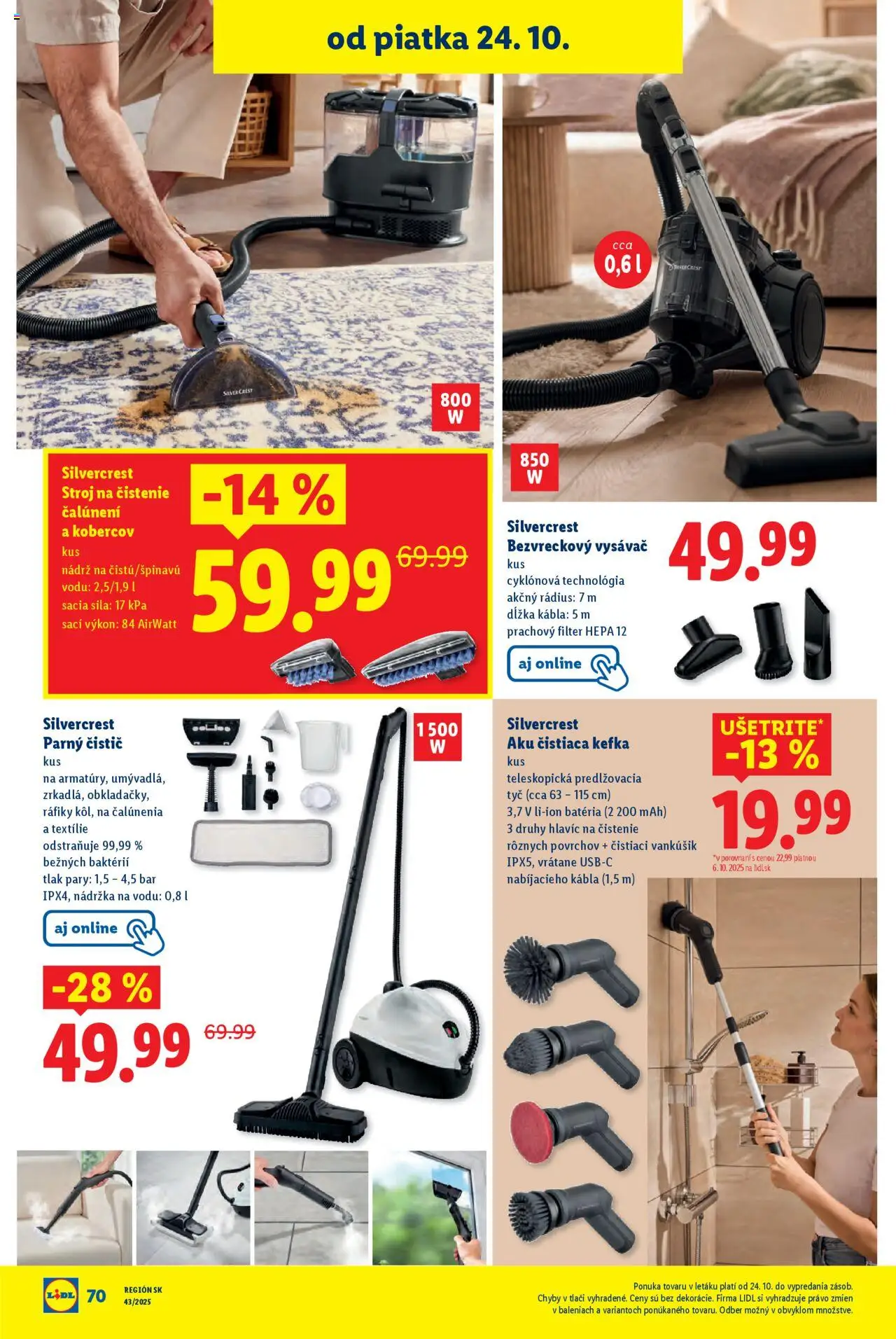 Nové Lidl akcie – leták je platný od 20.10.2025 | Strana: 94 | Produkty: Bezvreckový vysávač, Parný čistič, Aku, Vysávač