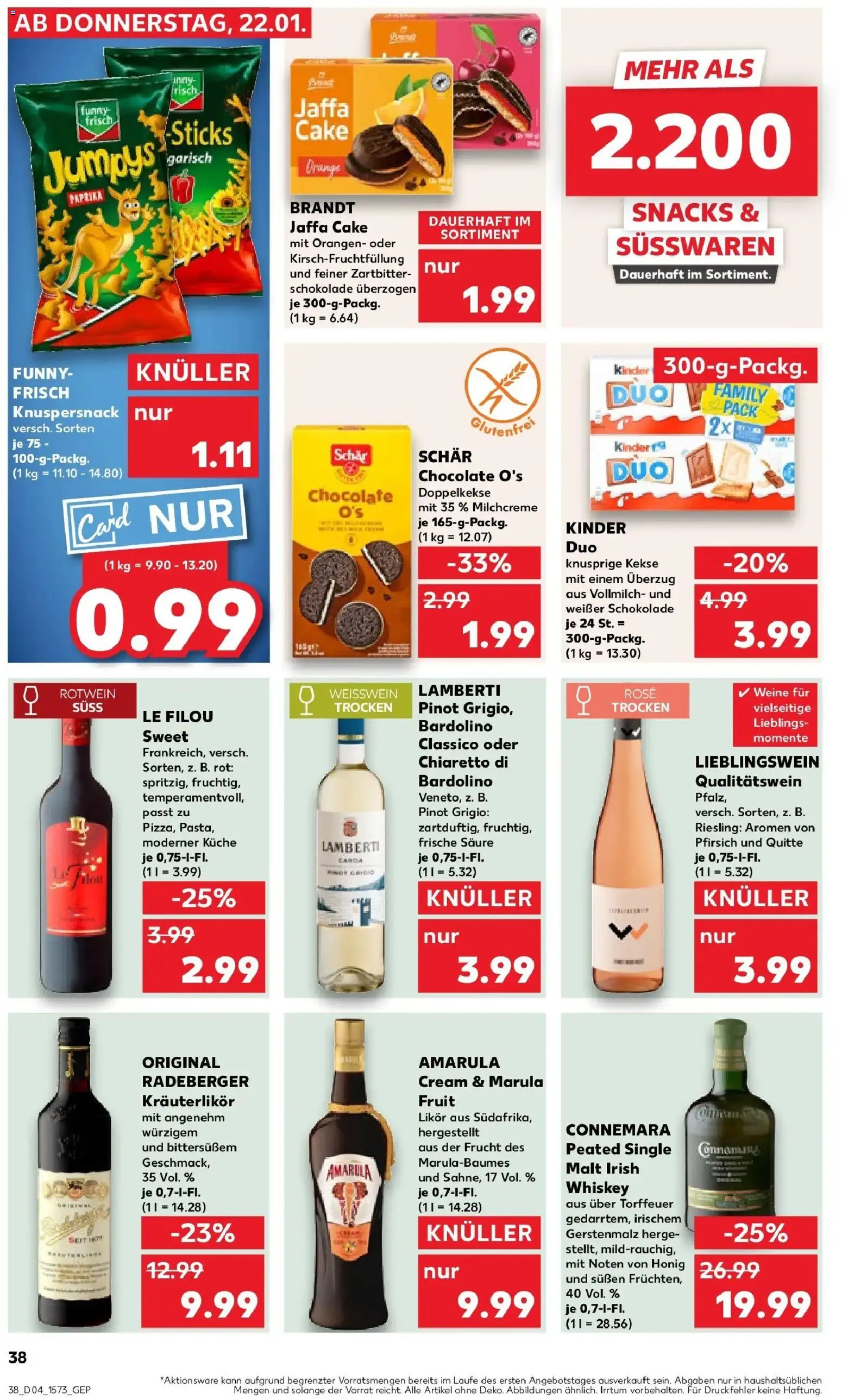 Kaufland prospekt Gotha	 – gültig ab 25.01.2026 | Seite: 38 | Produkte: Le filou, Weißwein, Orangen, Kekse