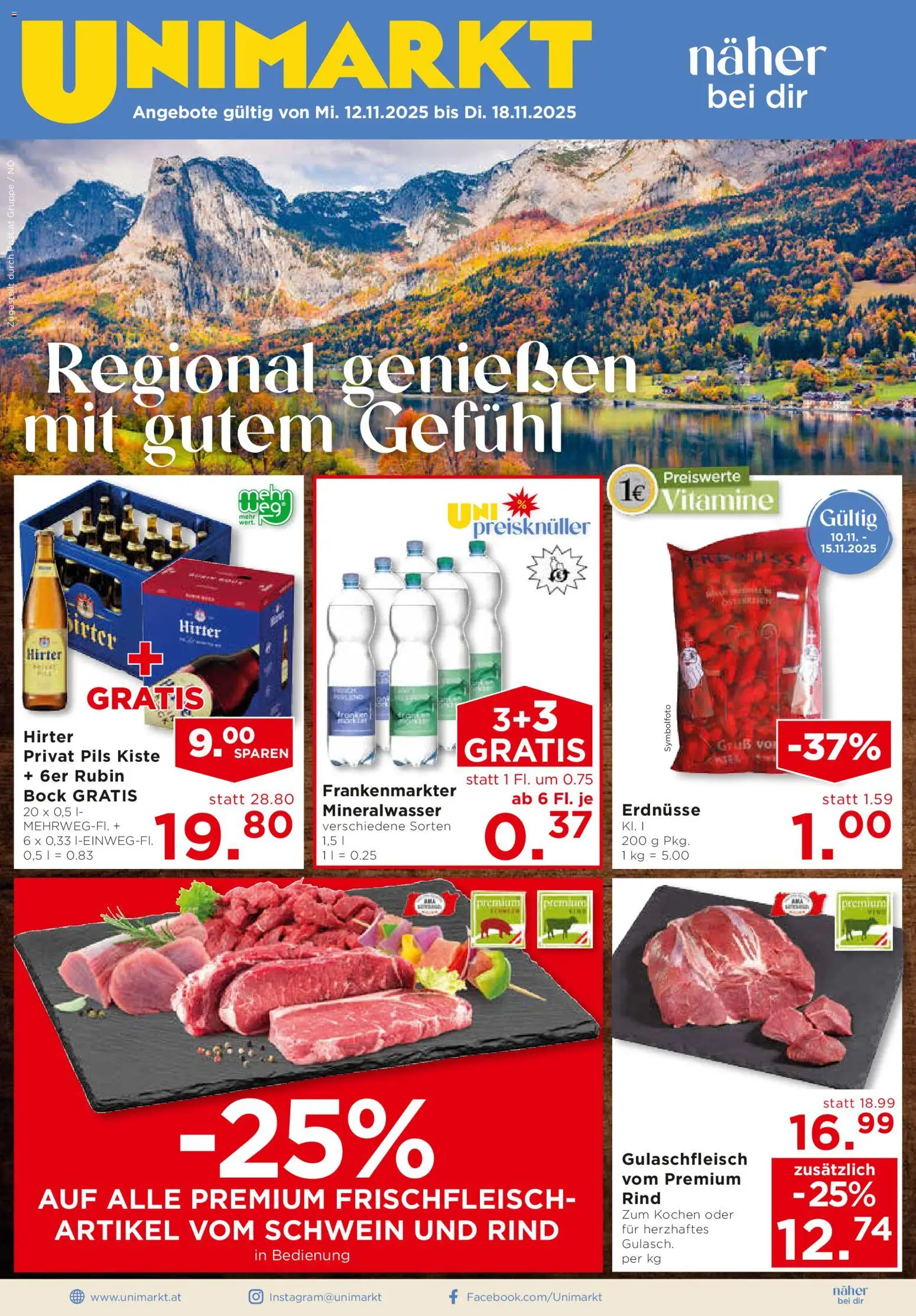 Unimarkt Flugblatt gültig ab 12.11.2025 | Seite: 1 | Produkte: Папионка