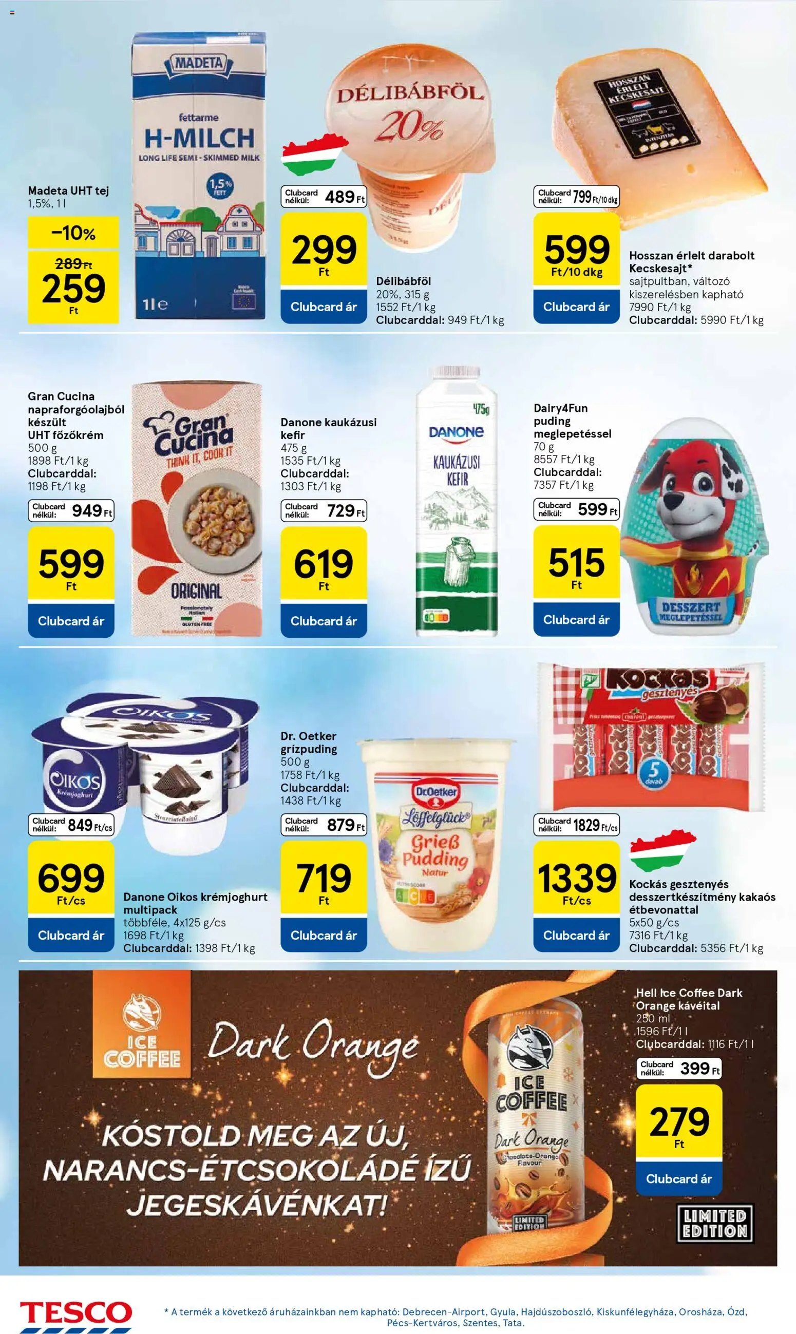 Tesco akciós ujság - amely érvényes a következő dátumtól: 27.12.2025 | Oldal: 14 | Termékek: Puding, Kefir, Tej, Kaukázusi kefír