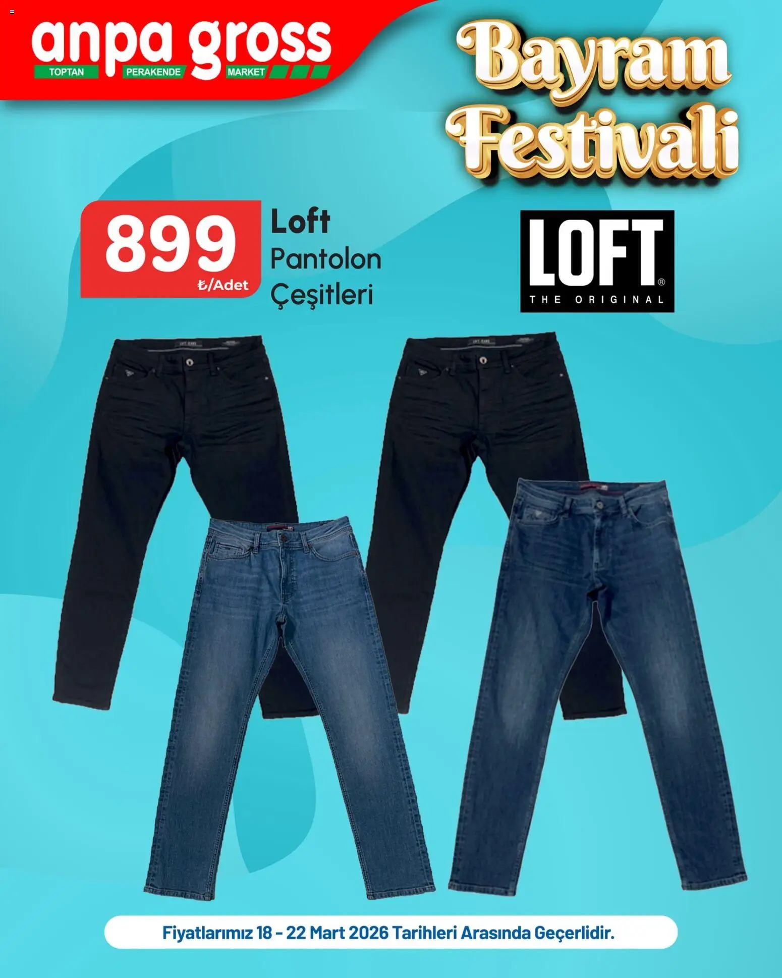 Anpa Gross İndirim - 18.03.2026 tarihinden itibaren geçerlidir | Sayfa: 1 | Ürünler: Pantolon