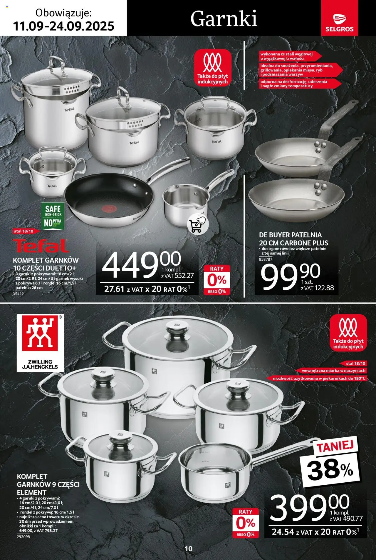 Selgros cash&carry Gazetka - Premium od 11.09.2025 | Strona: 10 | Produkty: Garnek, Komplet garnków, Garnki, Patelnia