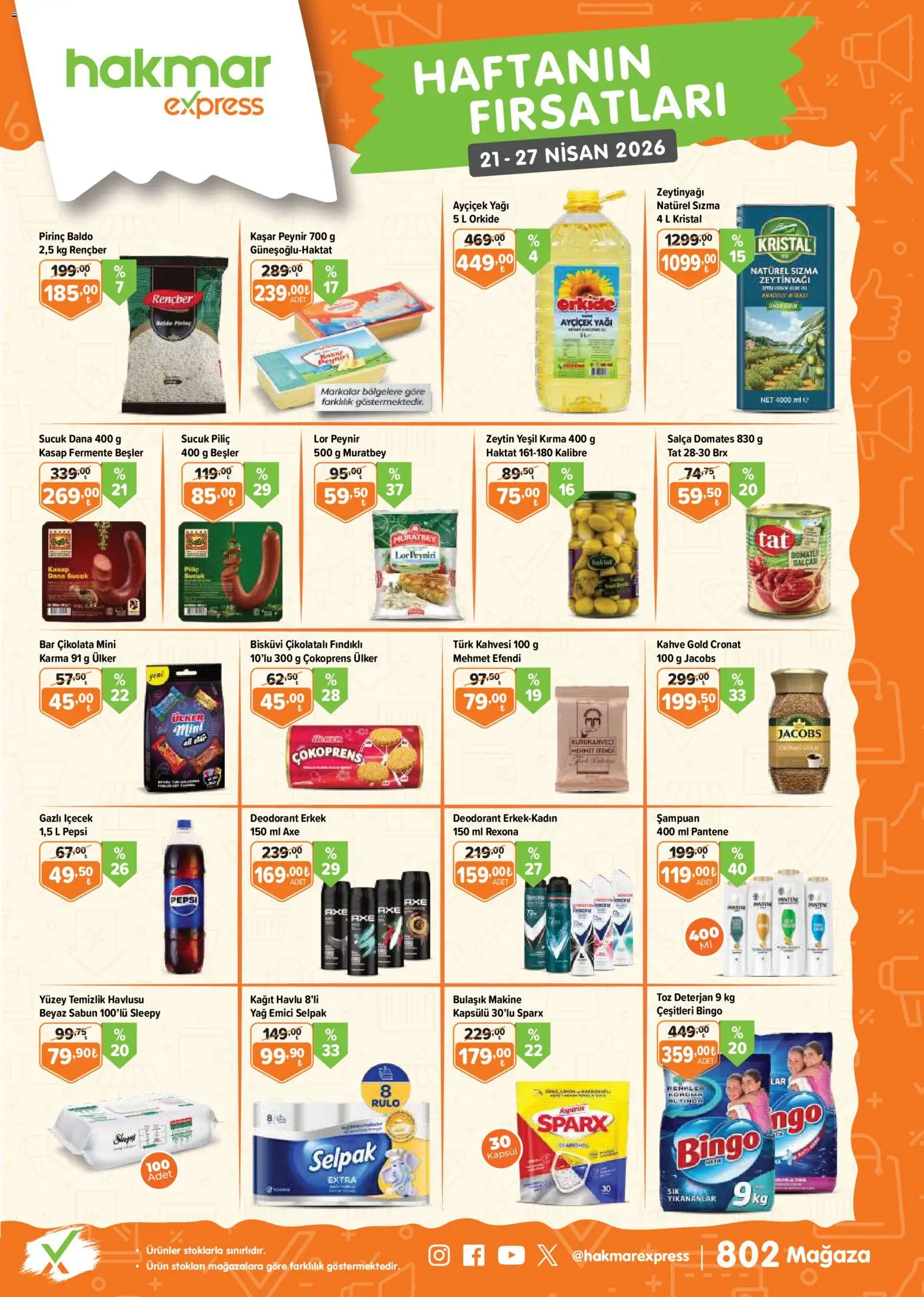 Hakmar Express Katalog - 21.04.2026 tarihinden itibaren geçerlidir | Sayfa: 1 | Ürünler: Şampuan, Kahve, Zeytin, Sucuk