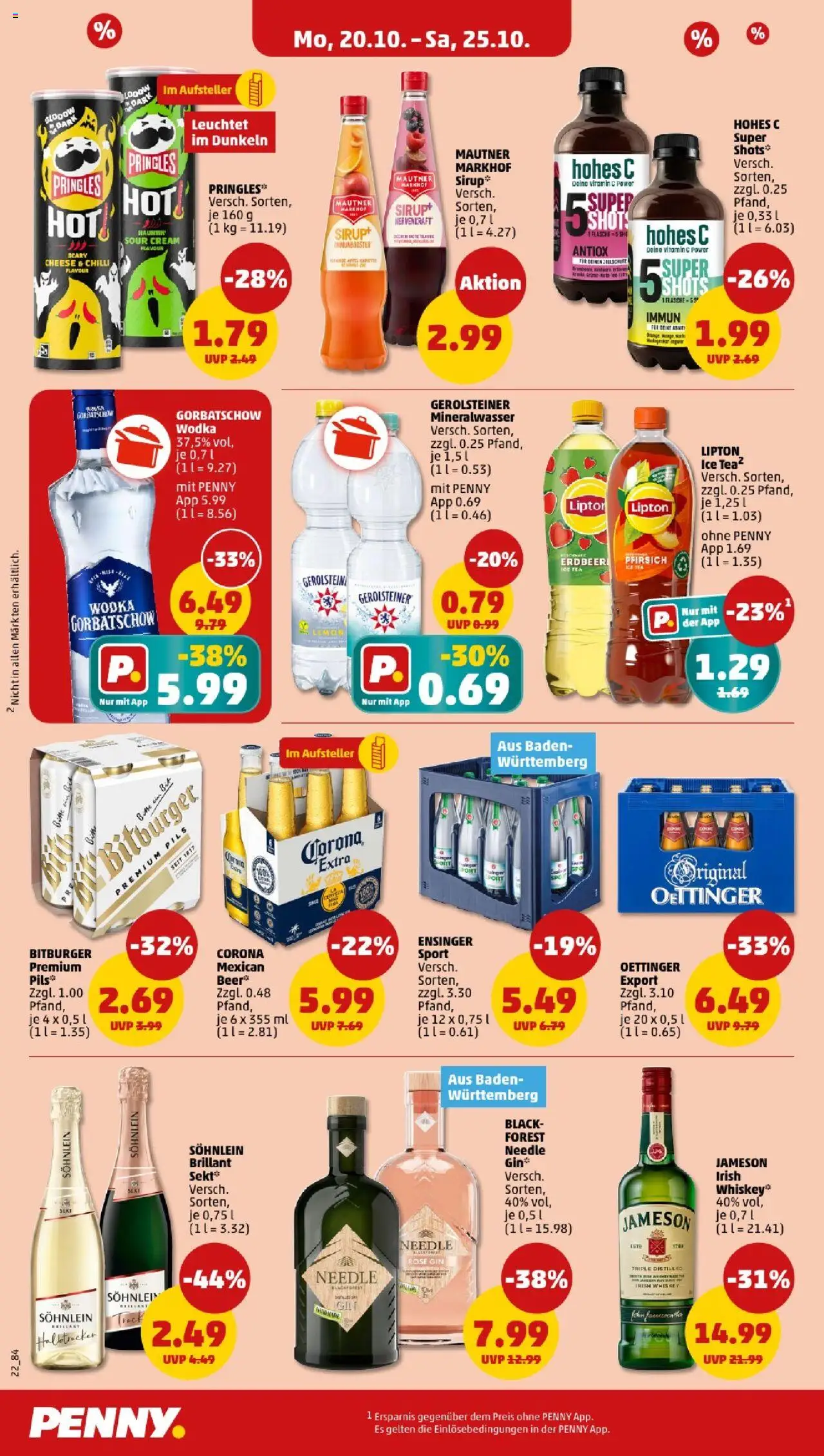 Penny - Baden-Württemberg – gültig ab 20.10.2025 | Seite: 22 | Produkte: Pils, Mineralwasser, Hohes c, Pringles