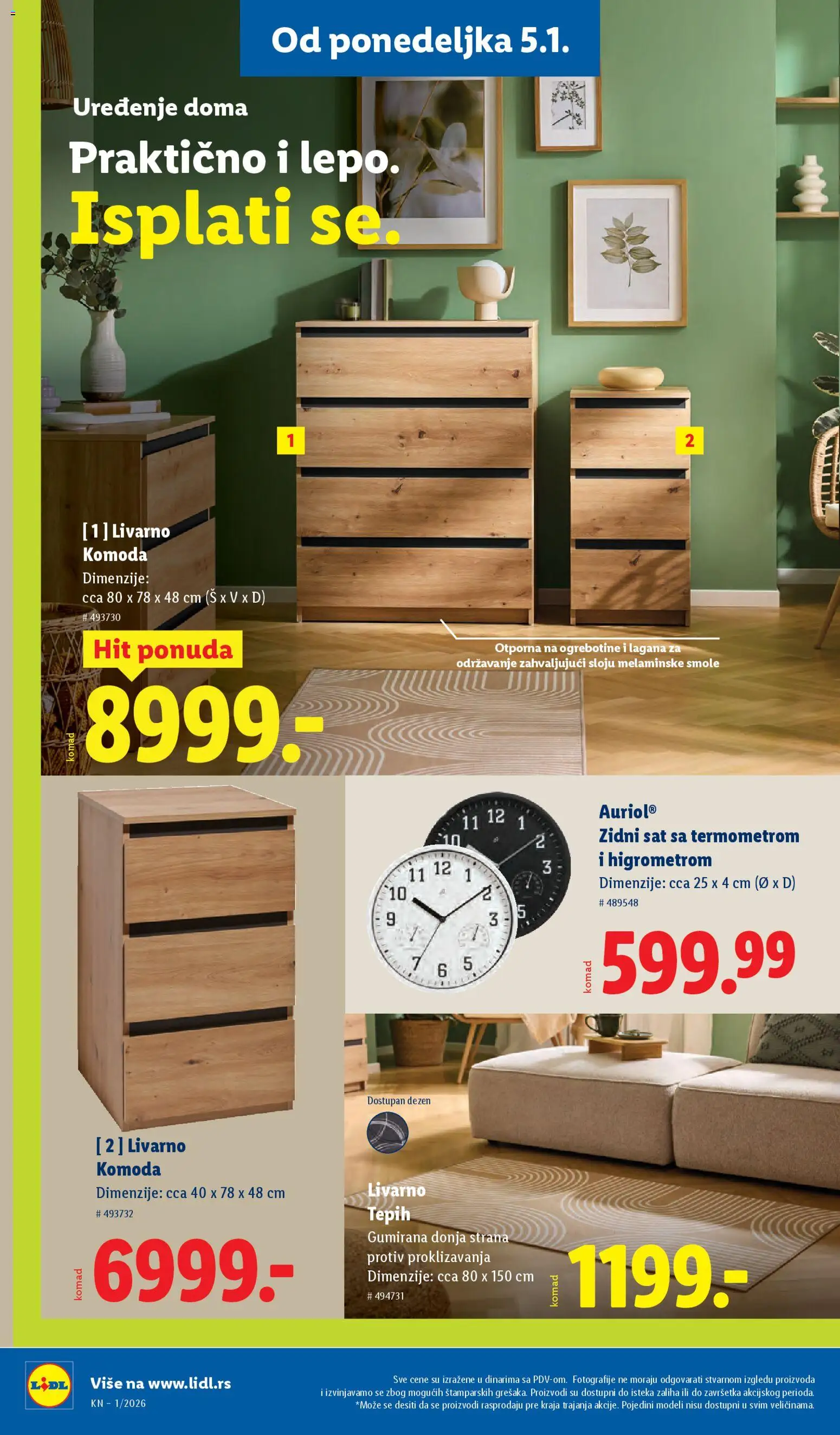 Lidl katalog - važi od 02.01.2026 | Strana: 72 | Proizvode: Komoda, Tepih, Zidni sat