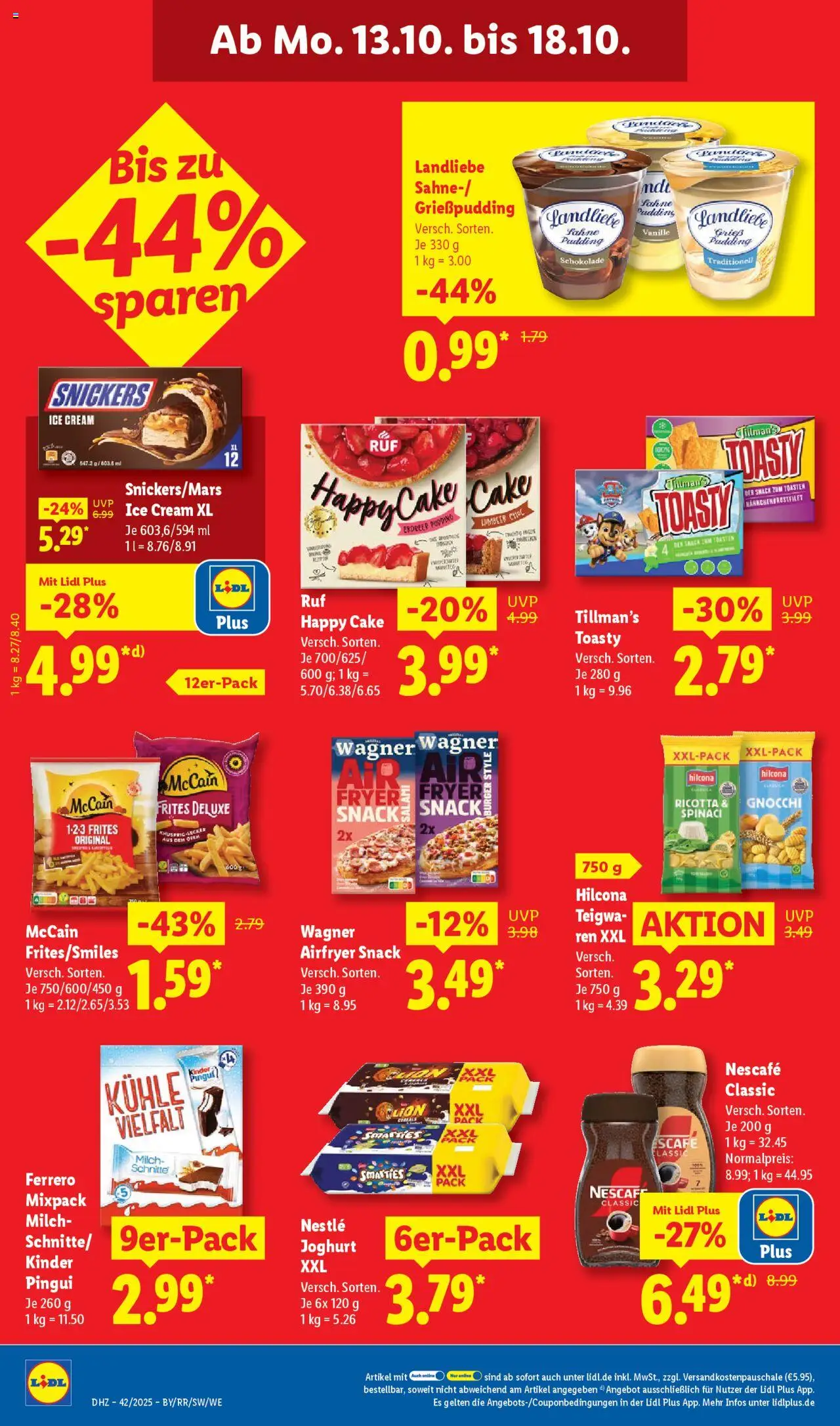 Lidl Prospekt Aarbergen – gültig ab 13.10.2025 | Seite: 18 | Produkte: Ofen, Milch, Burger, Snickers