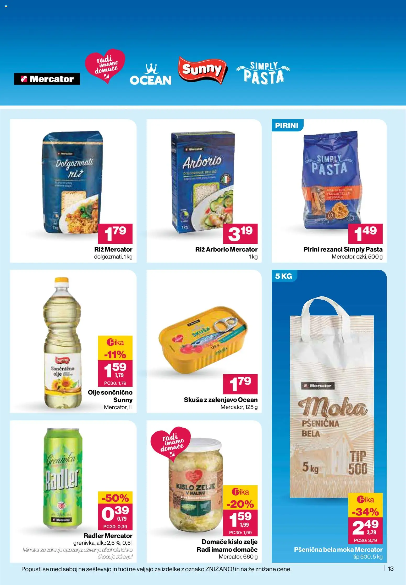 Novi Mercator katalog ponudbe – veljaven od 22.01.2026 | Stran: 13 | Izdelki: Moka, Radler, Olje, Riz