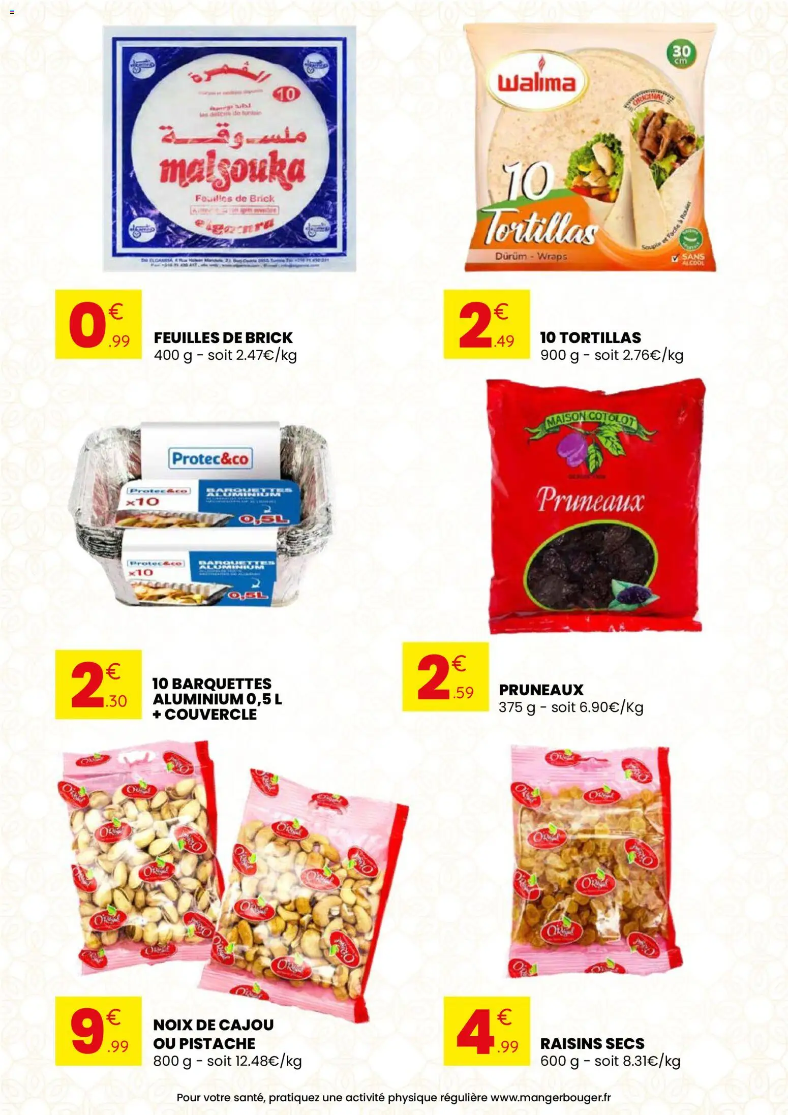 {H1} | Page: 16 | Produits: Feuilles de brick, Pruneaux, Tortillas, Noix