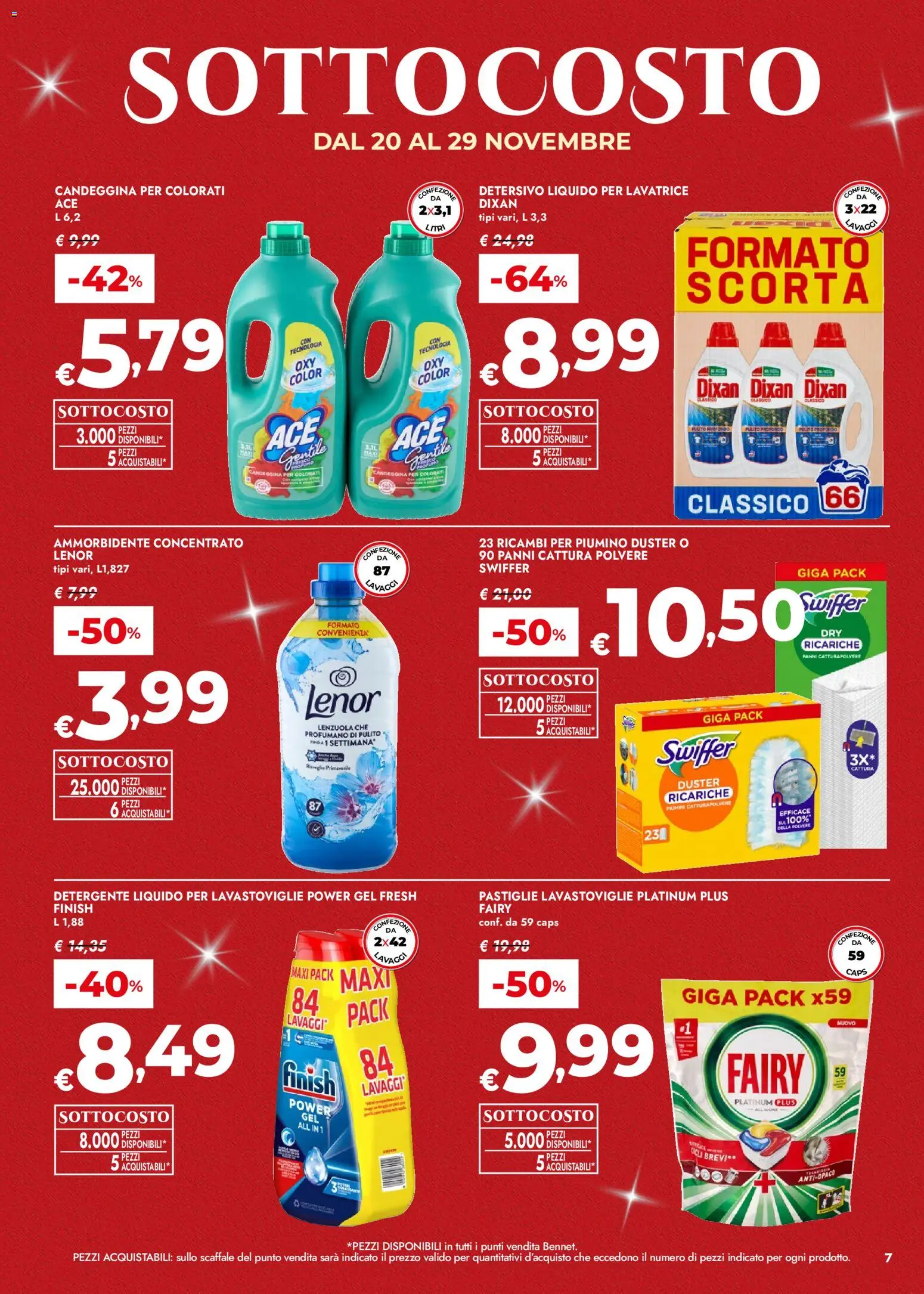 Volantino bennet del 20.11.2025 | Pagina: 7 | Prodotti: Detergente, Lavatrice, Scaffale, Lenzuola