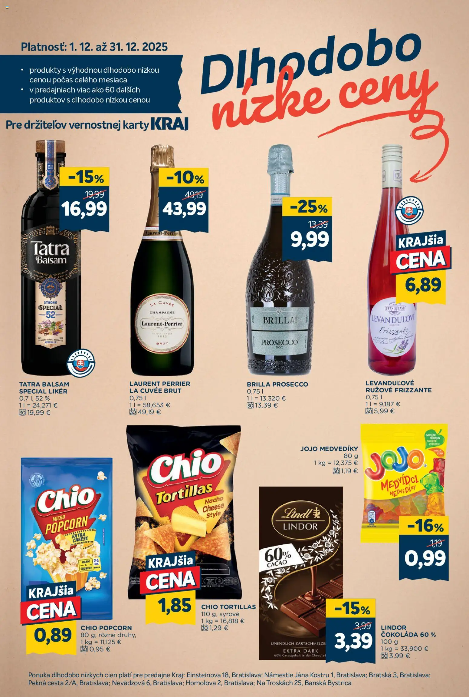 Nové Kraj akcie – leták je platný od 11.12.2025 | Strana: 15 | Produkty: Prosecco, Lindor, Lindt, Čokoláda