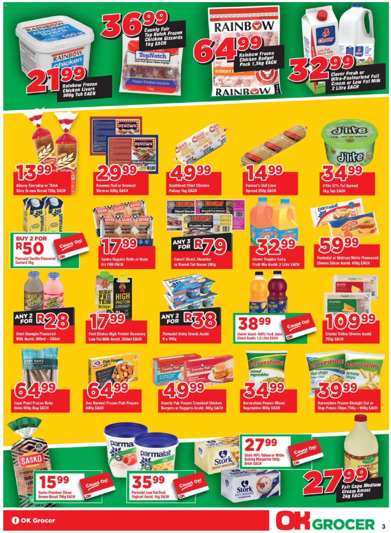 New OK Foods catalogue – valid from 25.11.2025 | Page: 3 | Products: Milk, Polony, Fish, Cream