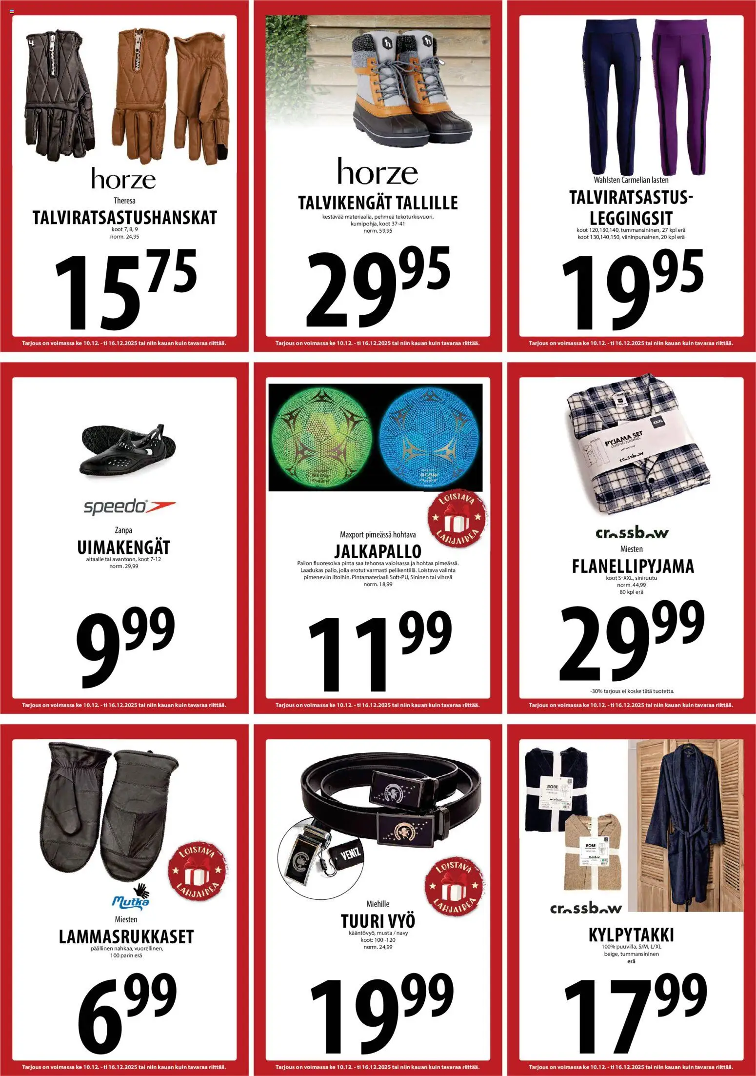 Tuuri tarjoukset – voimassa 10.12.2025 alkaen | Sivu: 28 | Tuotteet: Jalkapallo, Pyjama, Leggingsit, Vyö